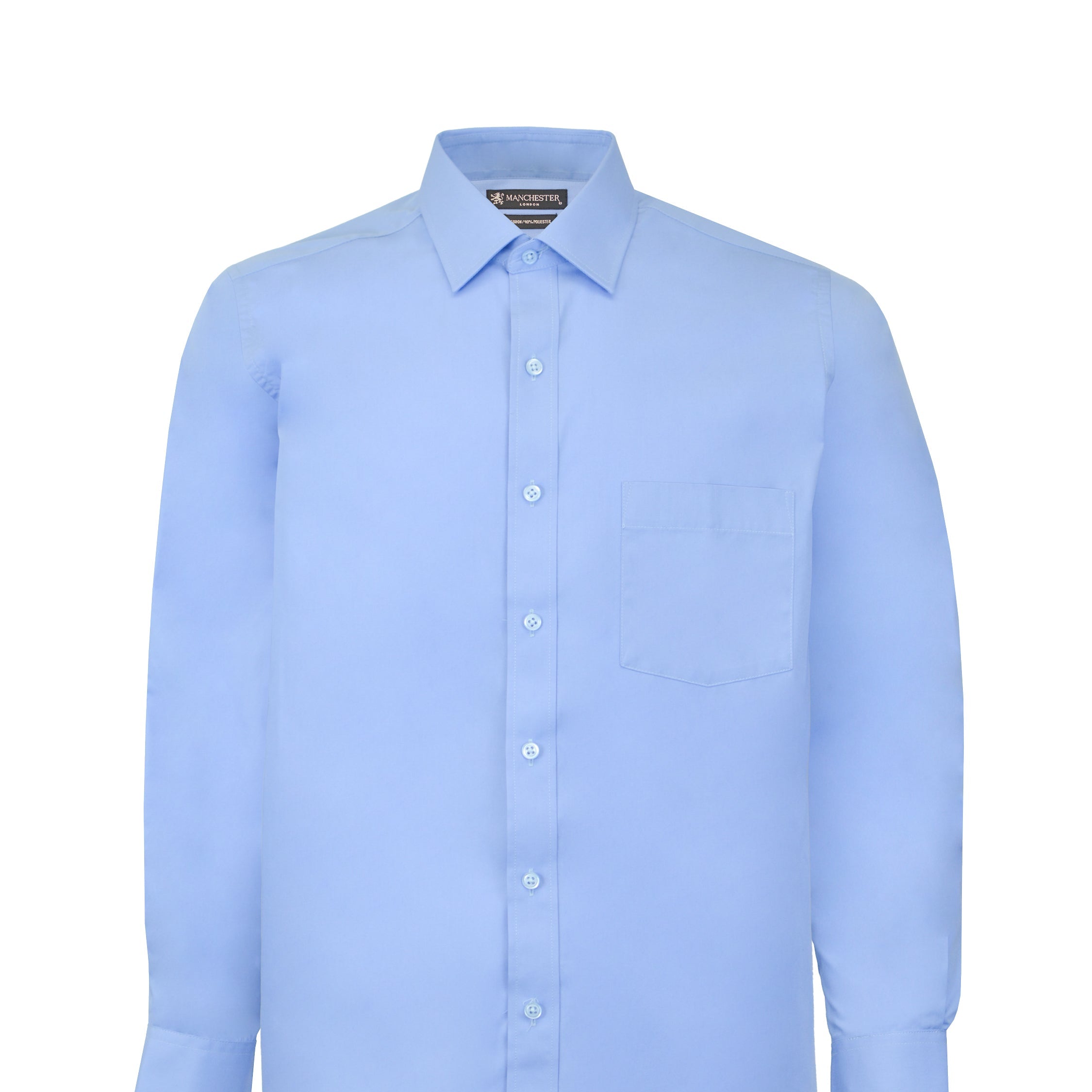 Manchester Camisa de Vestir Lisa Algodón y Poliéster
