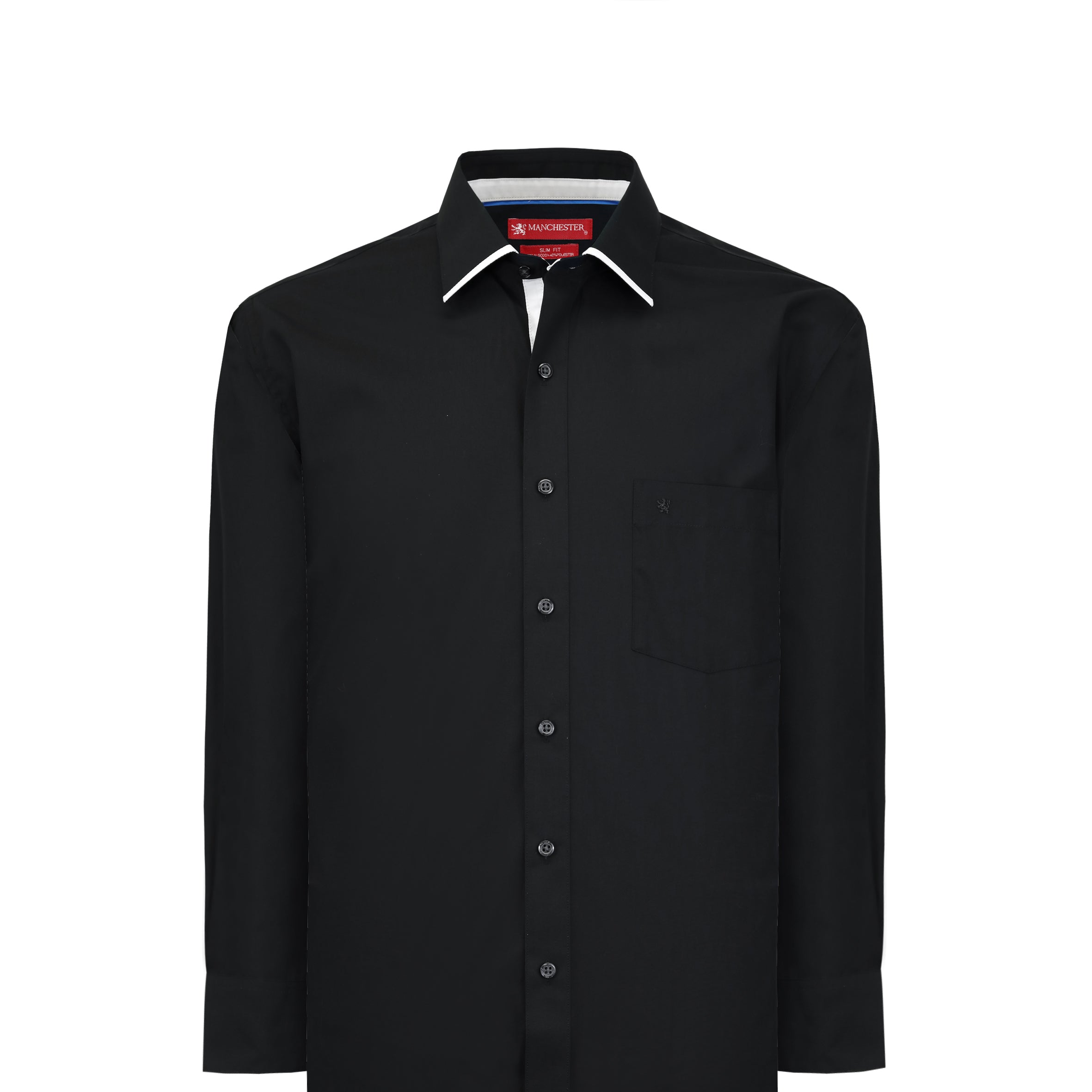 Manchester Camisa de Vestir Lisa Corte Slim Fit Cuello Roma