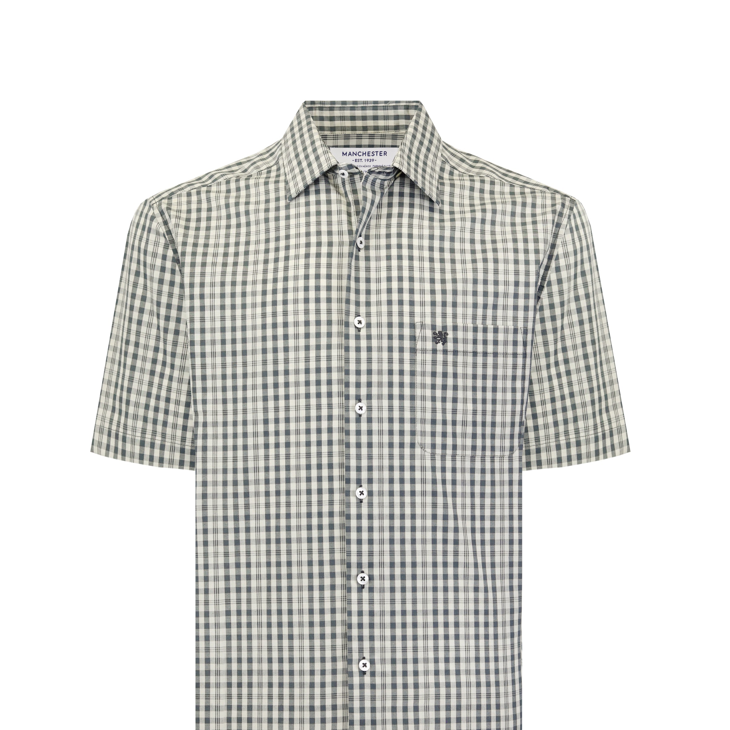Manchester Camisa Casual Cuadros Algodón-Poliéster Manga Corta