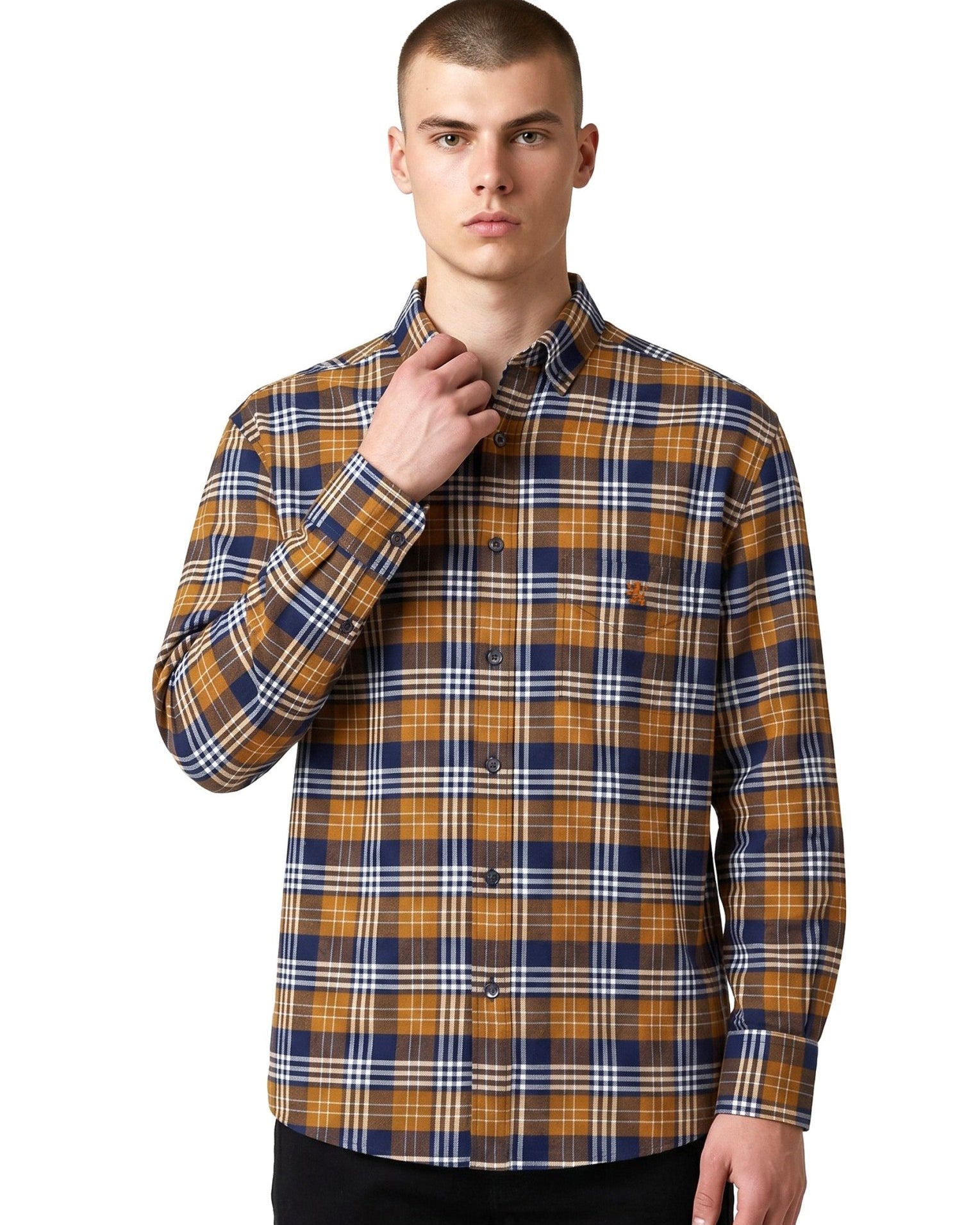 Manchester Camisa Franela Button Down Cuadrado - 100% Algodón - Manchester