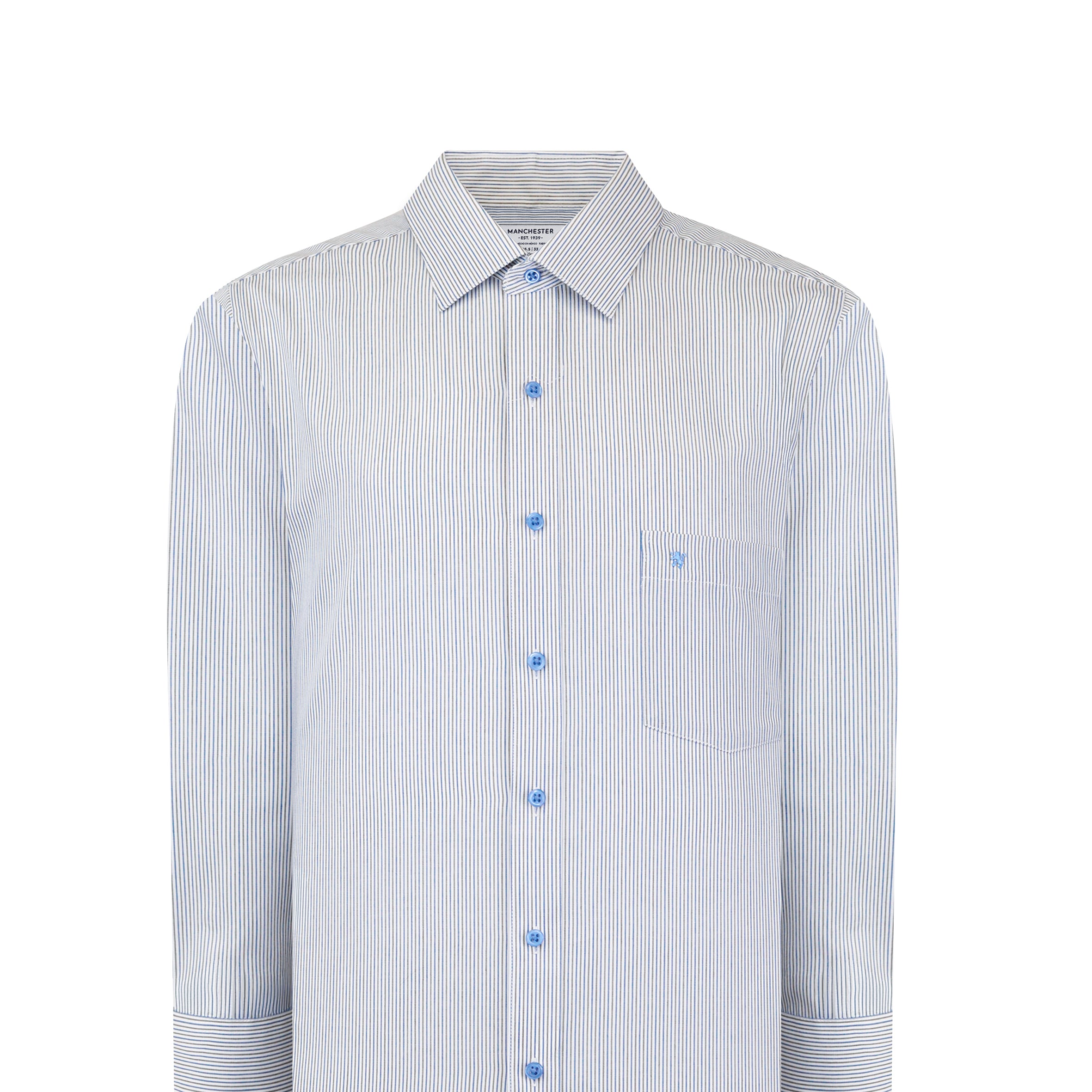 Manchester Camisa Vestir Raya Vertical Fina Un Bolsillo