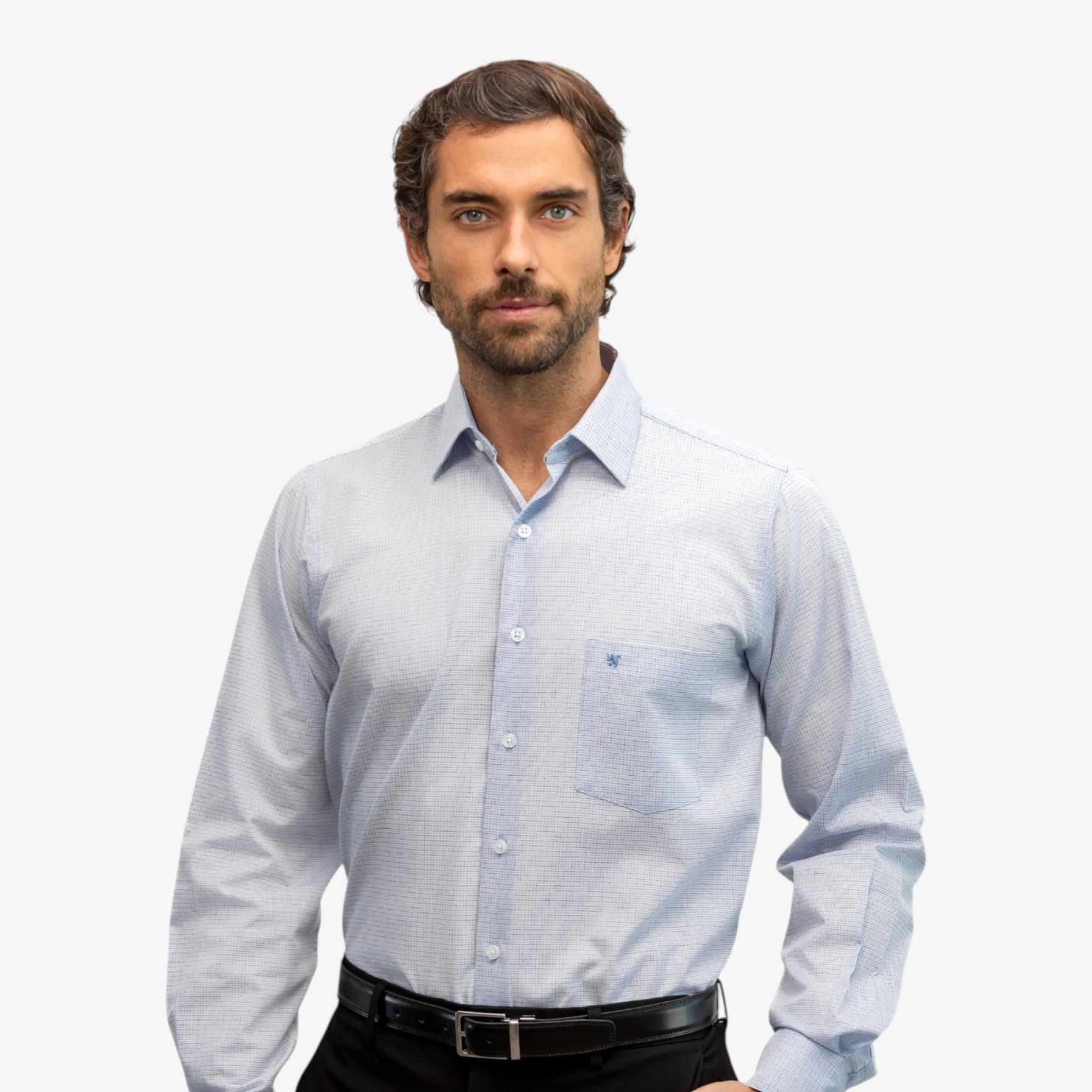 Manchester Camisa de Vestir Formal Minimalista de Textura Geométrica