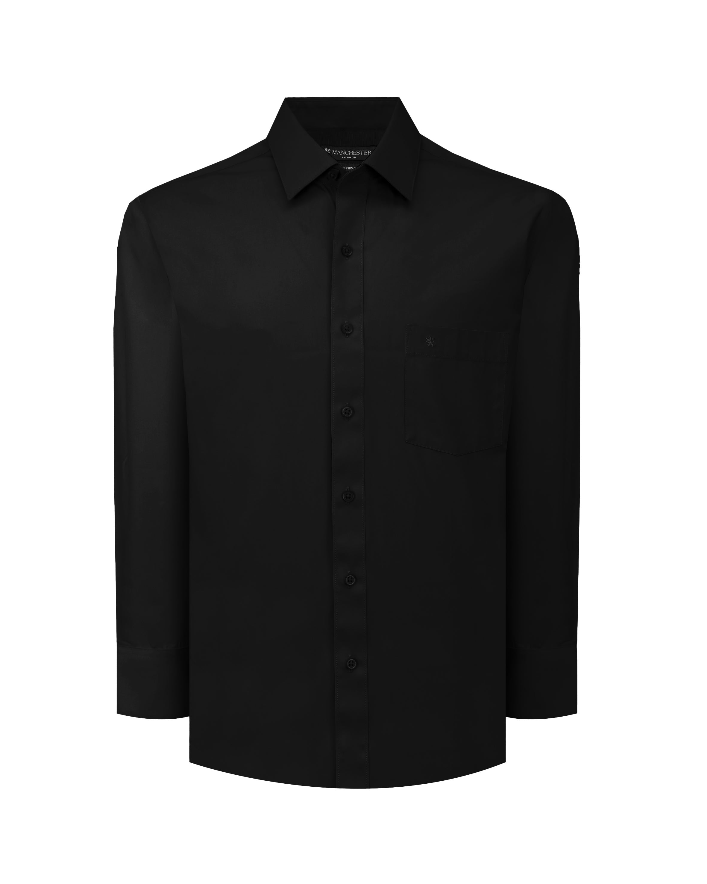 Manchester Camisa de Vestir Mezcla de Algodón y Poliéster - Cuello Ajustable color negro para hombre