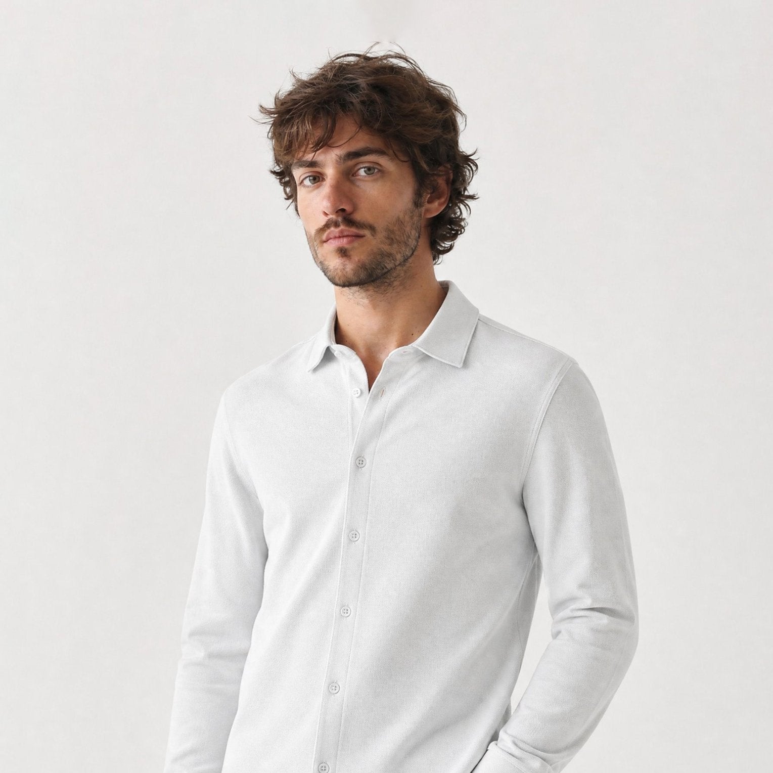 Manchester Performance Camisa Casual Slim Fit color blanco para hombre