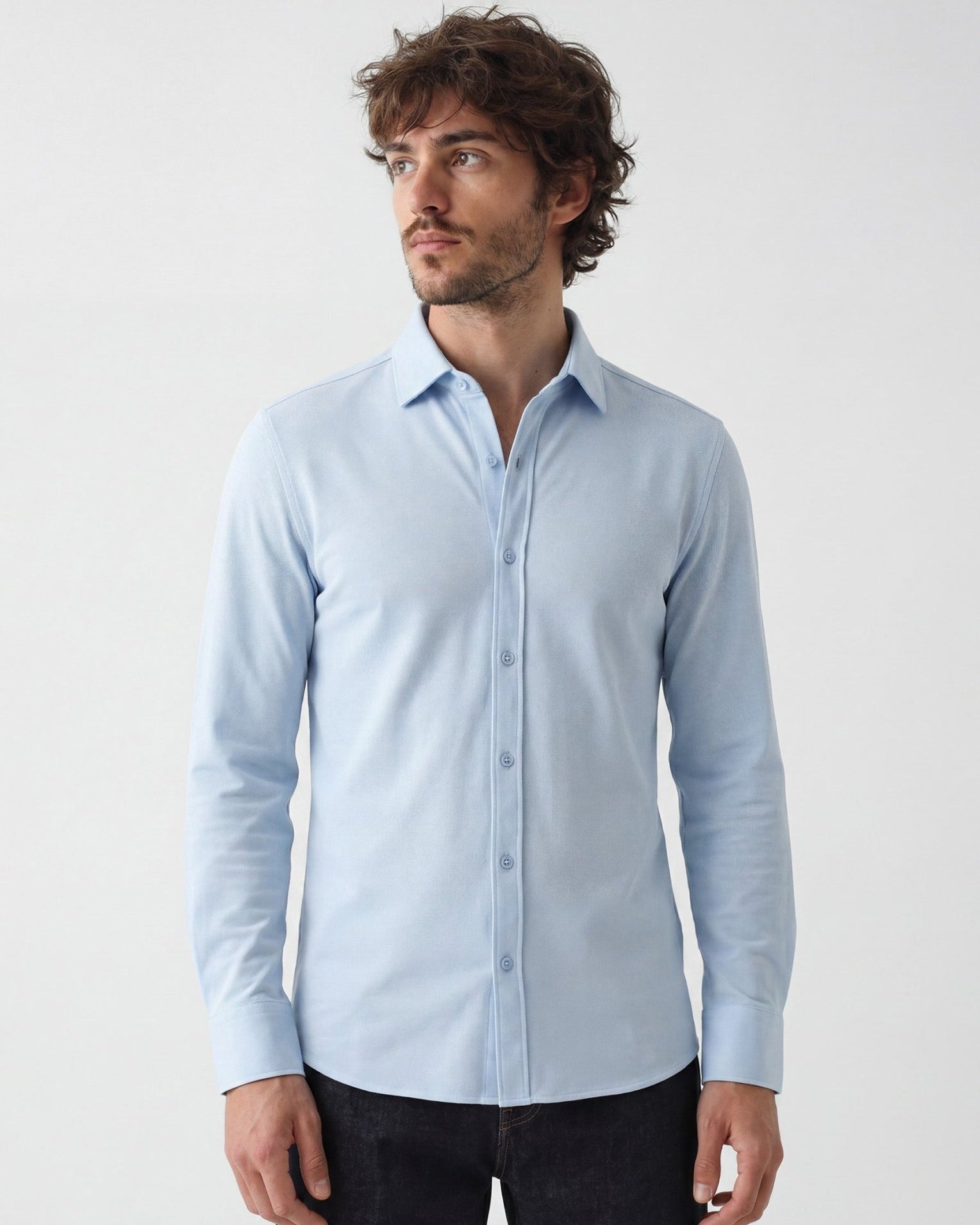 Manchester Performance Camisa Casual Slim Fit color cielo para hombre