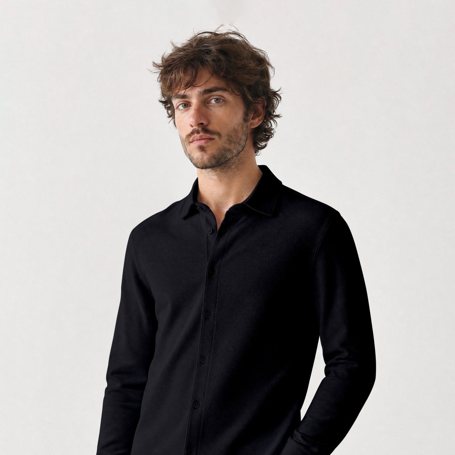 Manchester Performance Camisa Casual Slim Fit color negro para hombre