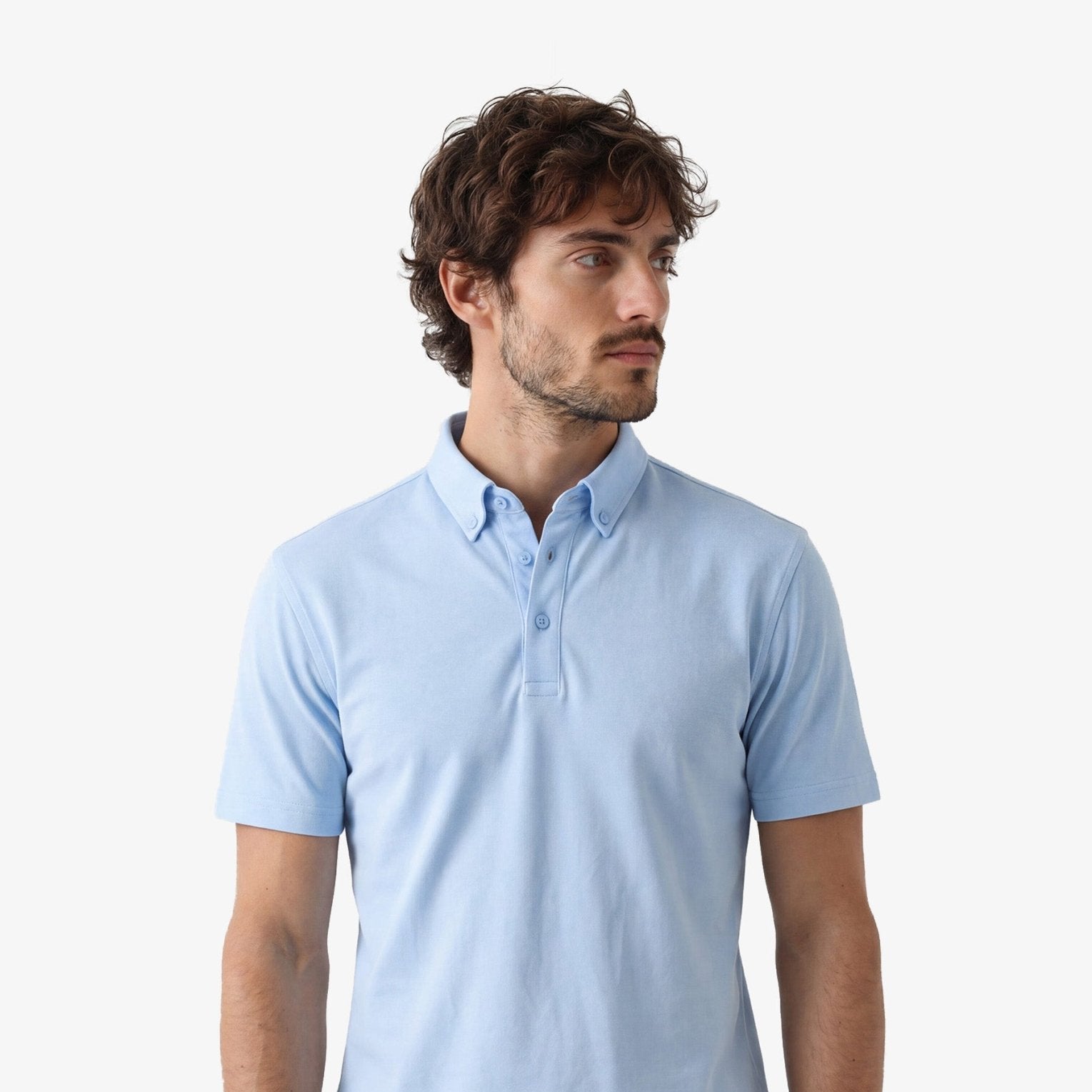 Manchester Performance Playera Polo Slim Fit color cielo para hombre