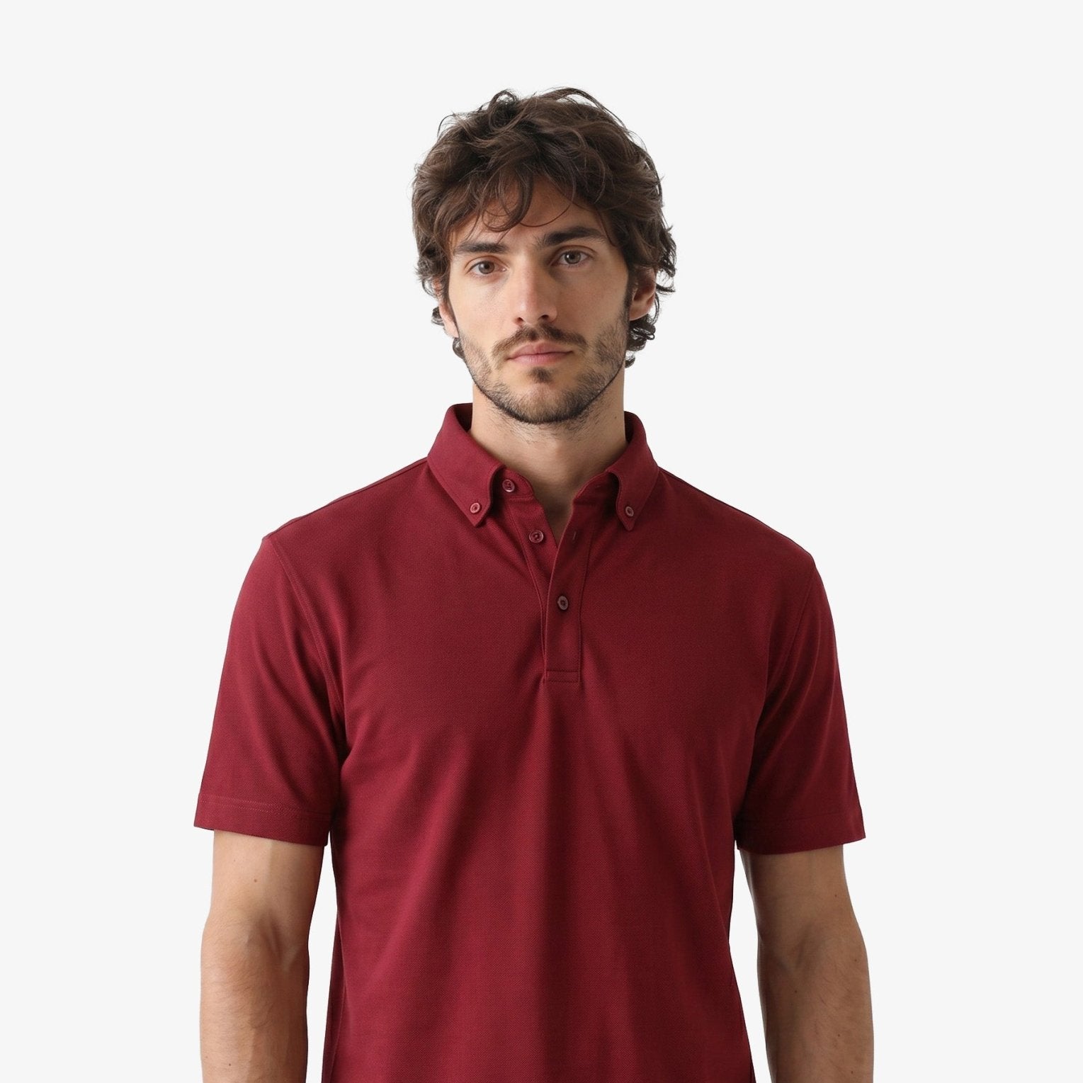 Manchester Performance Playera Polo color guindo para hombre