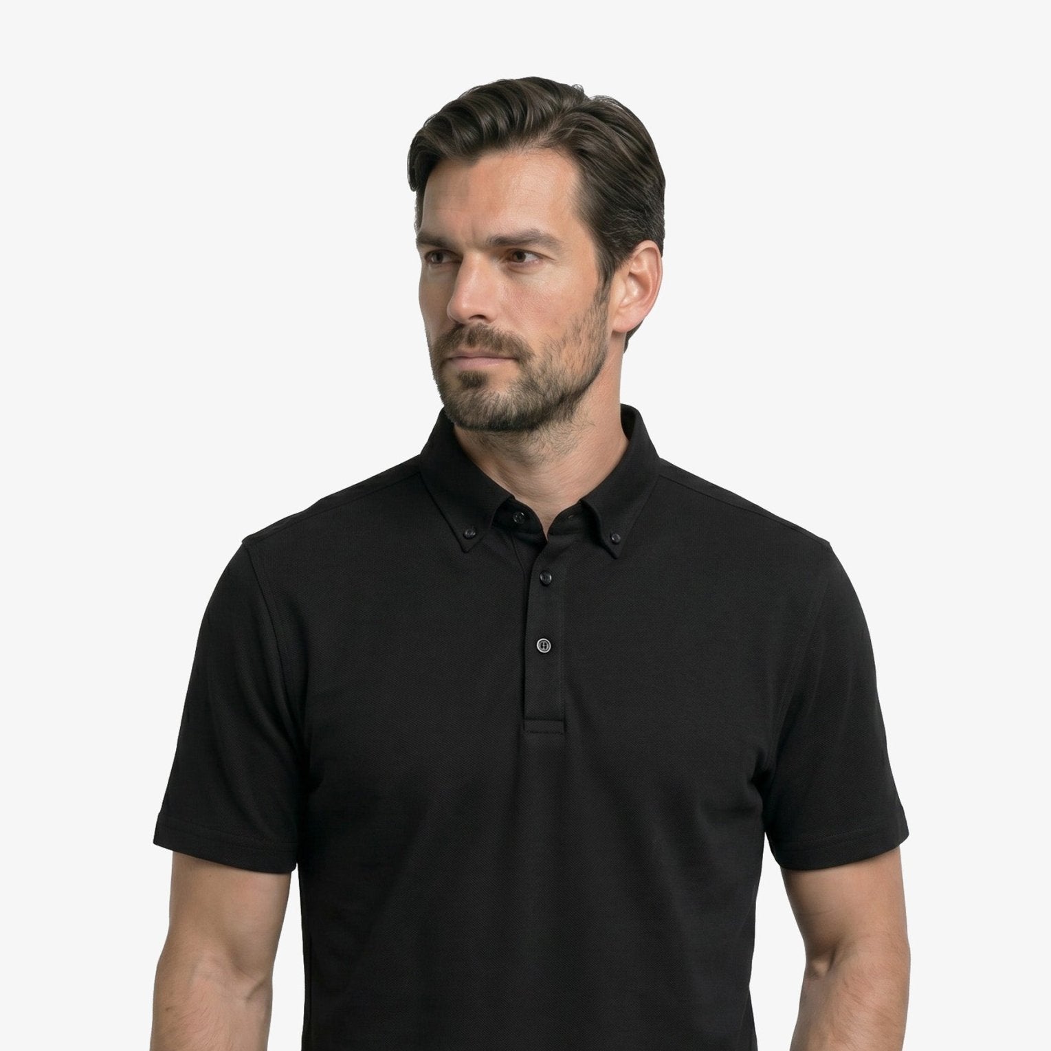 Manchester Performance Playera Polo color negro para hombre