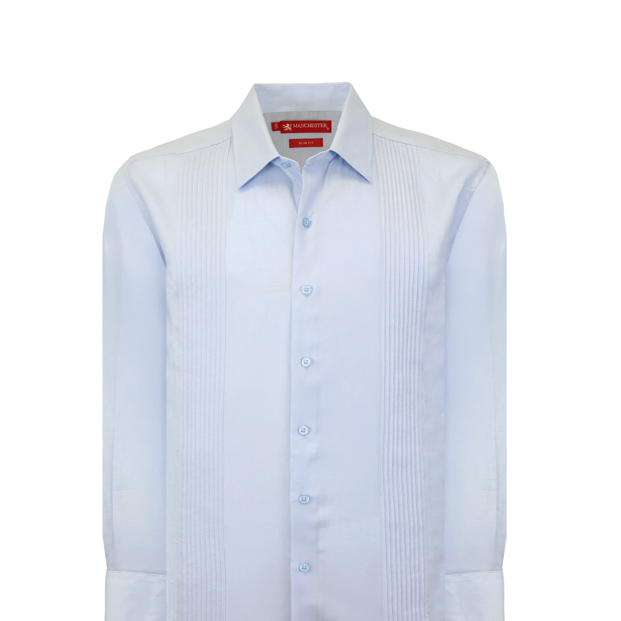 Manchester Guayabera sin Bolsas Slim Fit con Puño Convertible de Lino