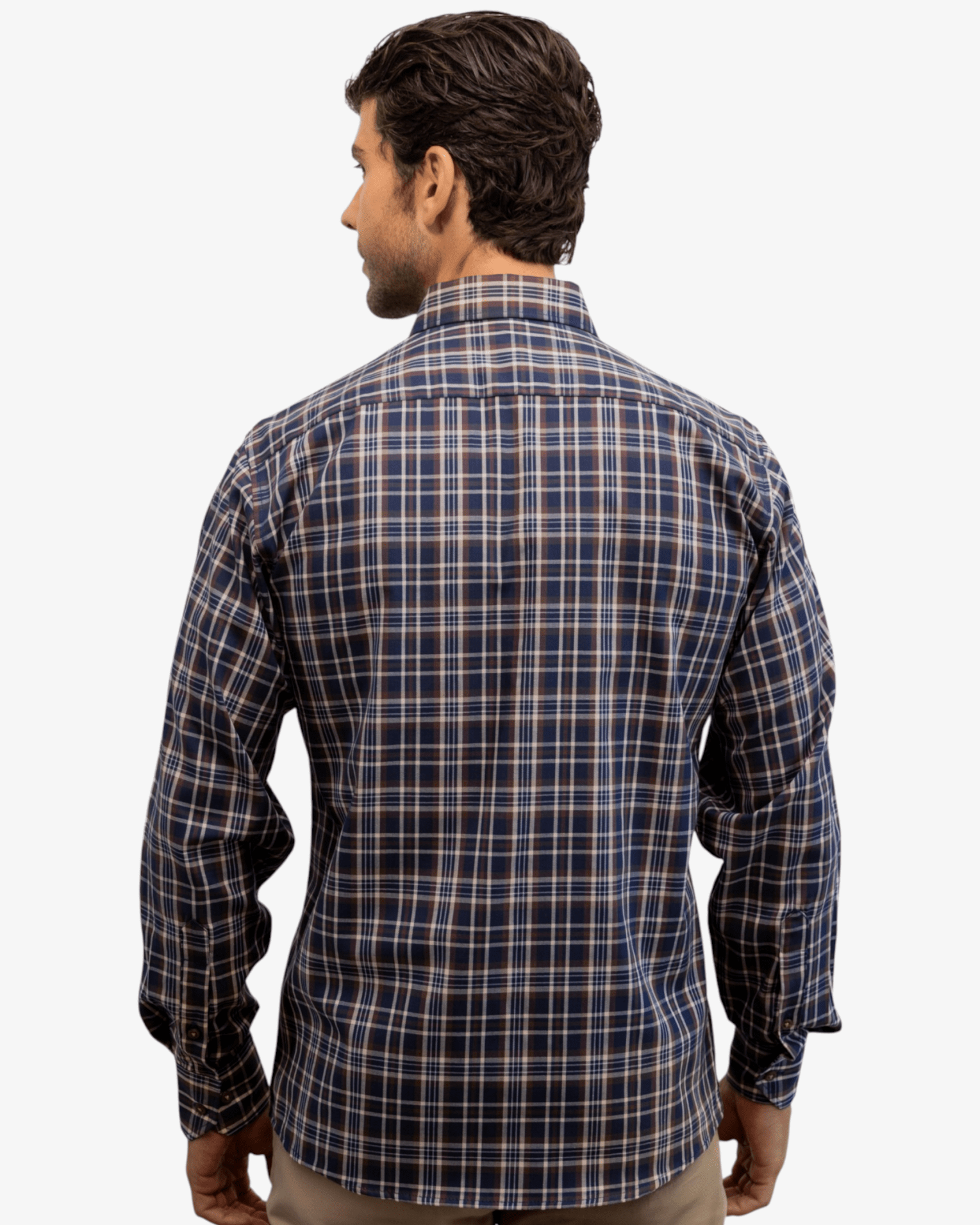 Manchester Camisa Casual a Cuadros Marrón y Azul - Corte Regular - Manchester