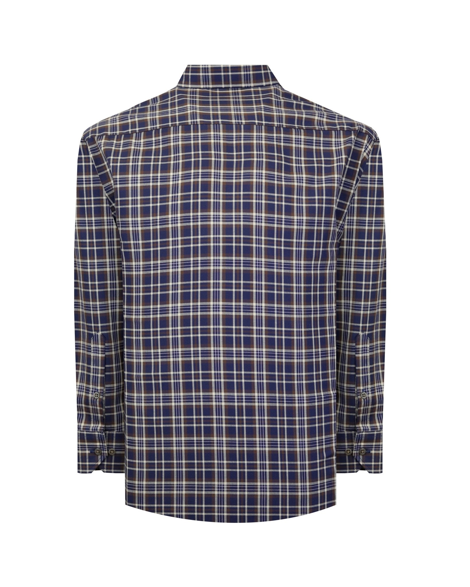 Manchester Camisa Casual a Cuadros Marrón y Azul - Corte Regular - Manchester