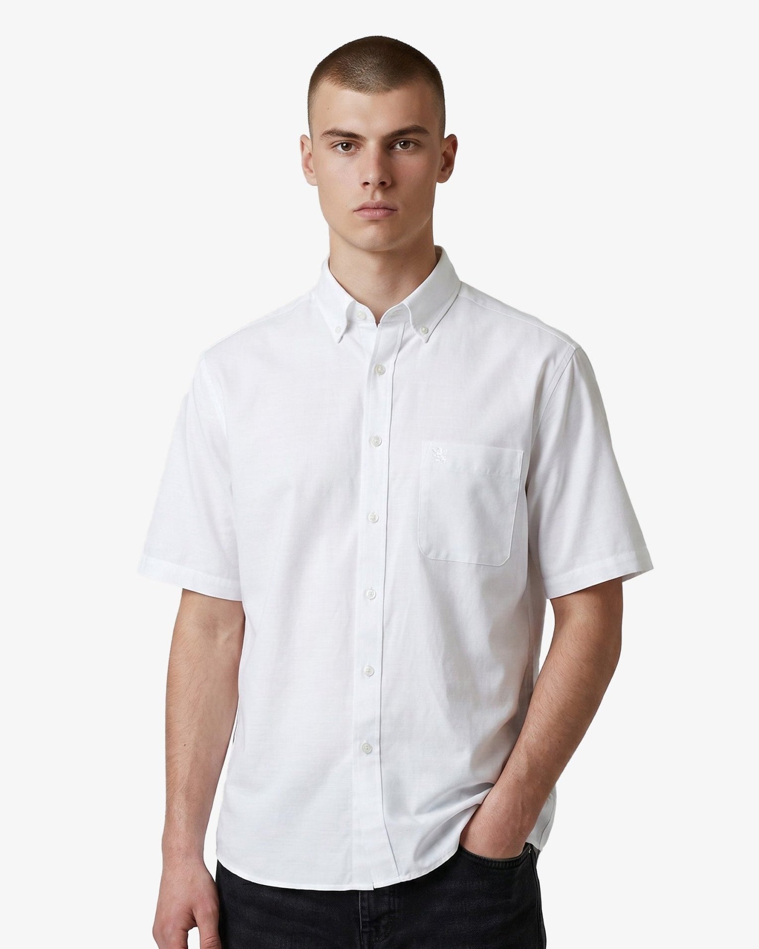 Manchester Camisa Casual Algodón y Poliéster color blanco para hombre