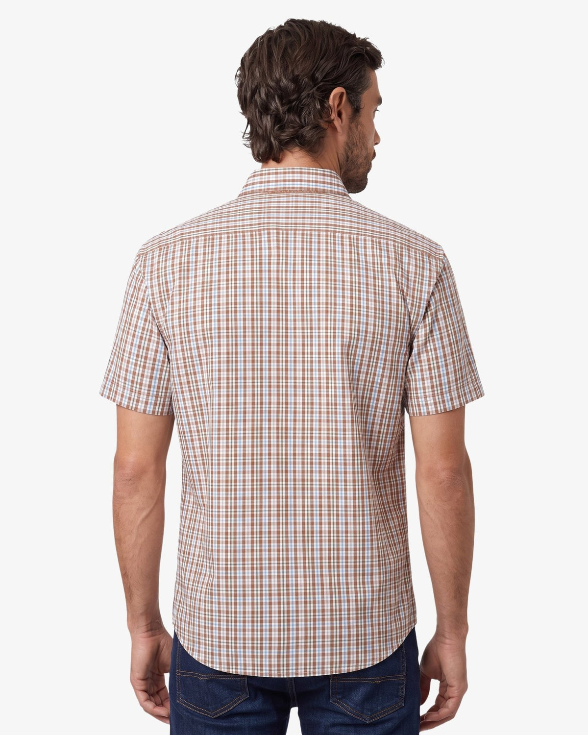 Manchester Camisa Casual Button Down Cuadros Manga Corta - Manchester