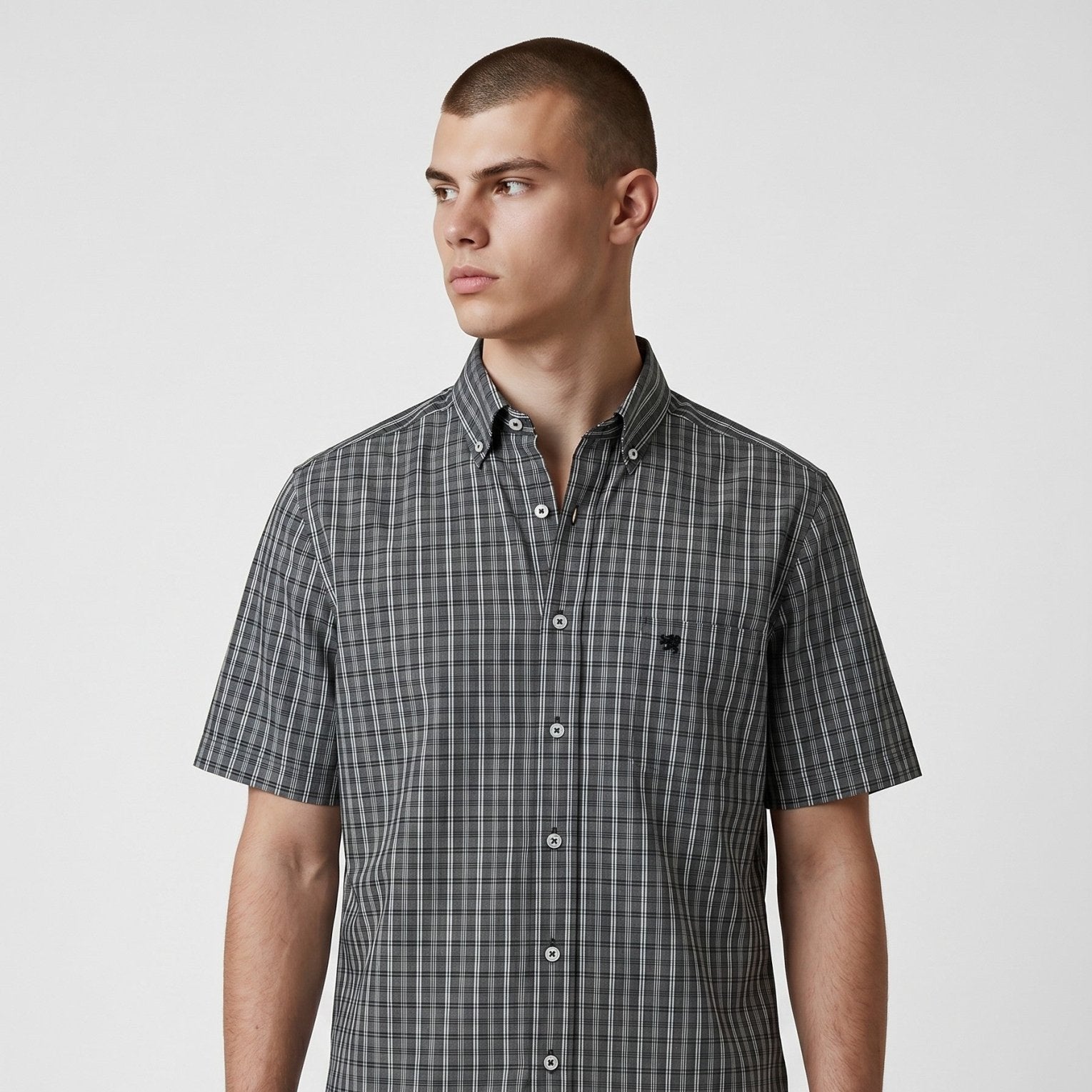 Manchester Camisa Casual Button Down - Manga Corta - Manchester