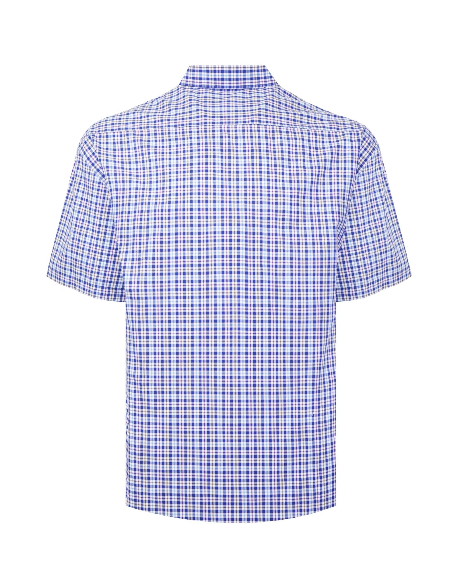 Manchester Camisa Casual Button Down Manga Corta Cuadrícula - Manchester