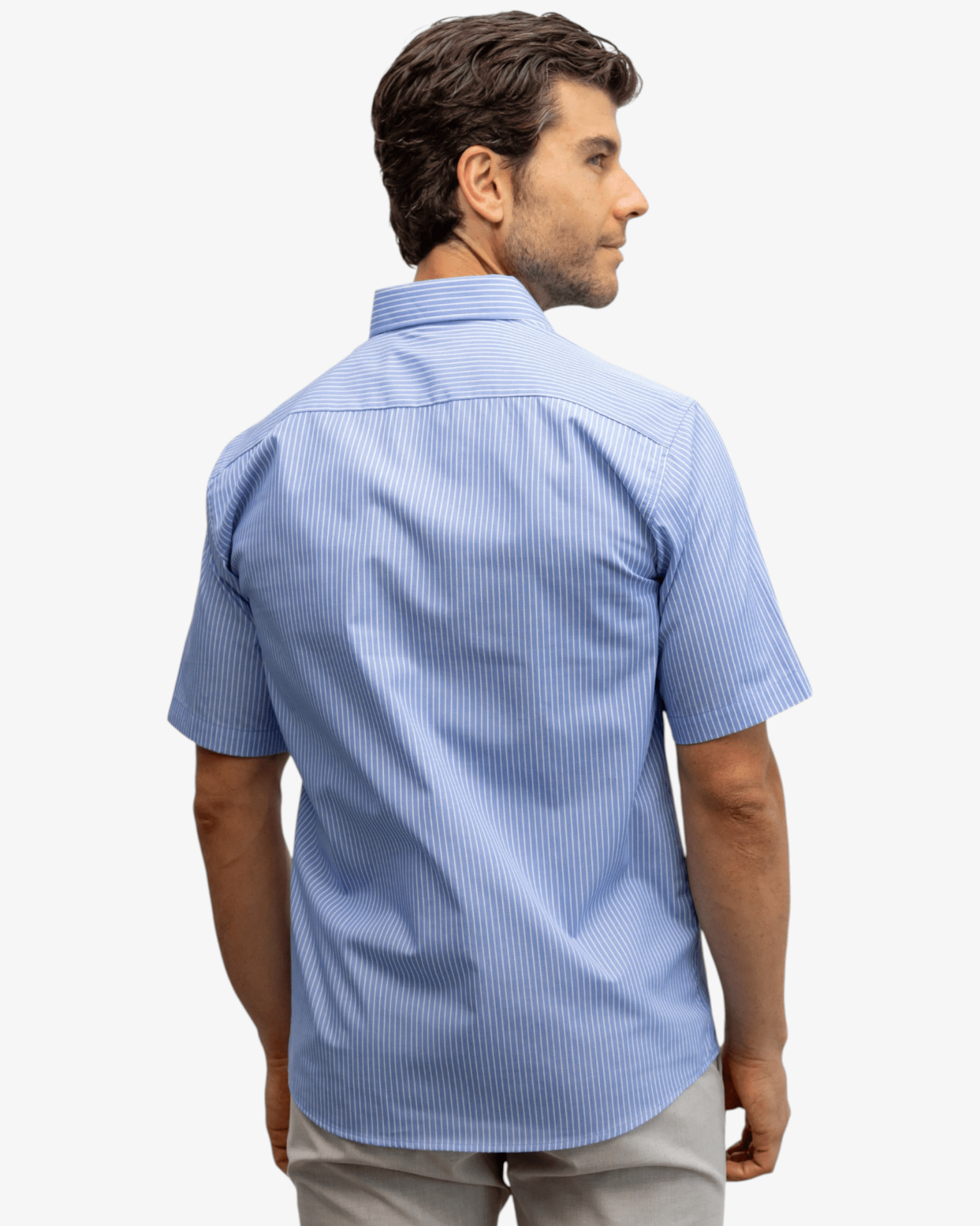 Manchester Camisa Casual Button Down Manga Corta Rayas - Manchester