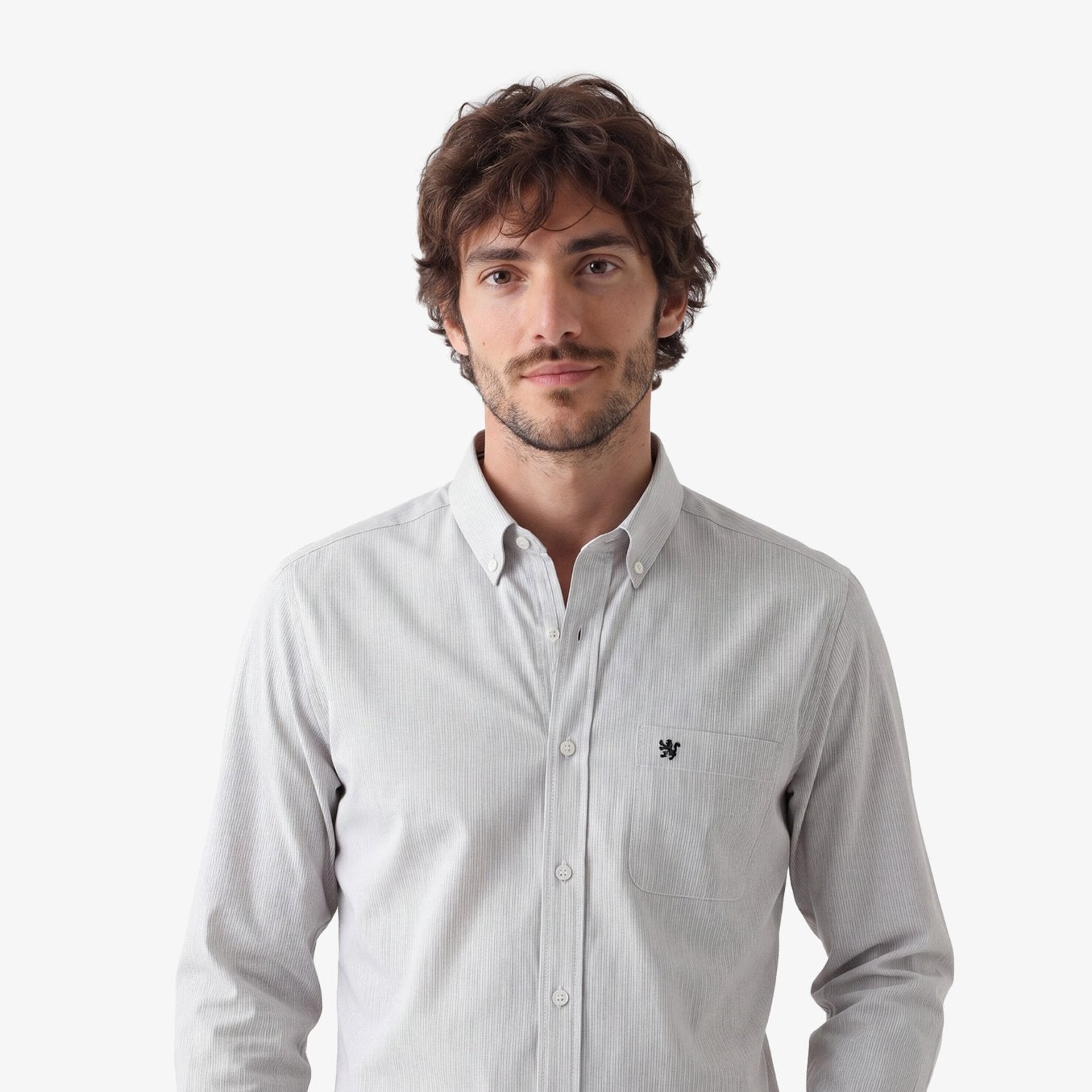 Manchester Camisa Casual Button Down Micro Rayas y Bolsillo Frontal - Manchester