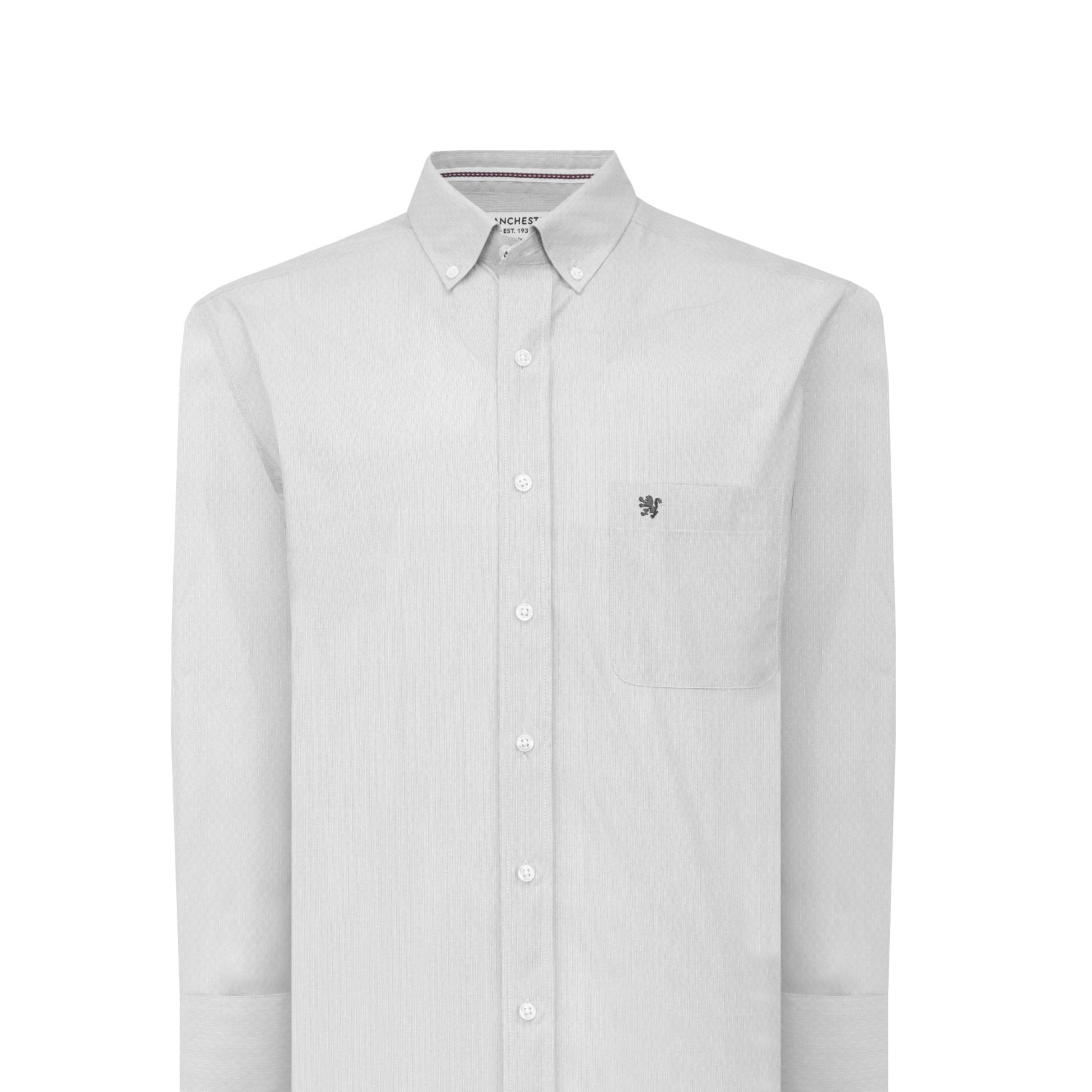 Manchester Camisa Casual Button Down Micro Rayas y Bolsillo Frontal - Manchester