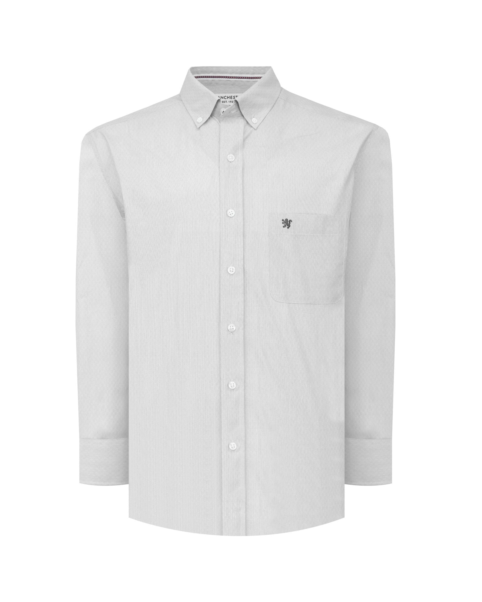 Manchester Camisa Casual Button Down Micro Rayas y Bolsillo Frontal - Manchester