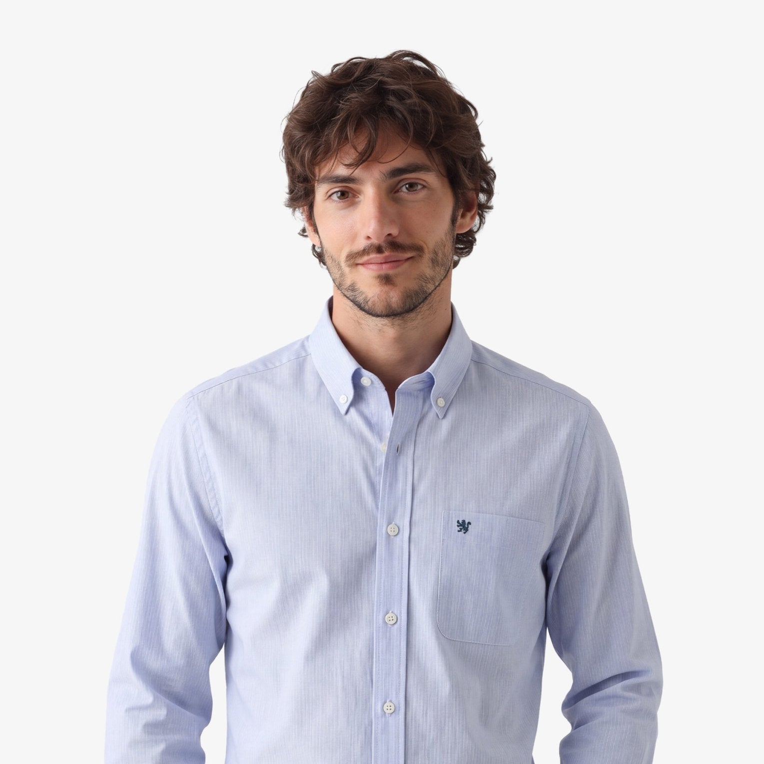 Manchester Camisa Casual Button Down Micro Rayas y Bolsillo Frontal - Manchester
