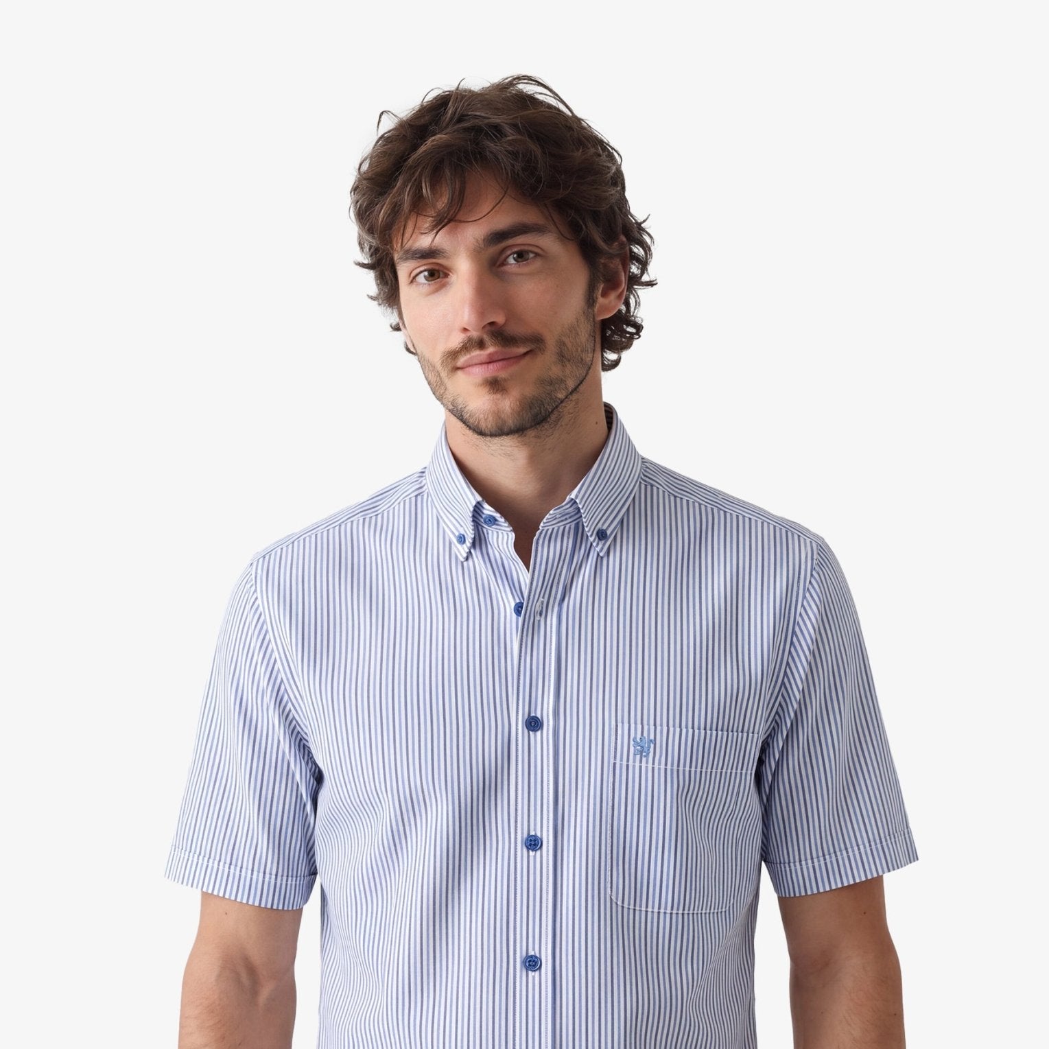 Manchester Camisa Casual Button Down Rayas - Manga Corta - Manchester