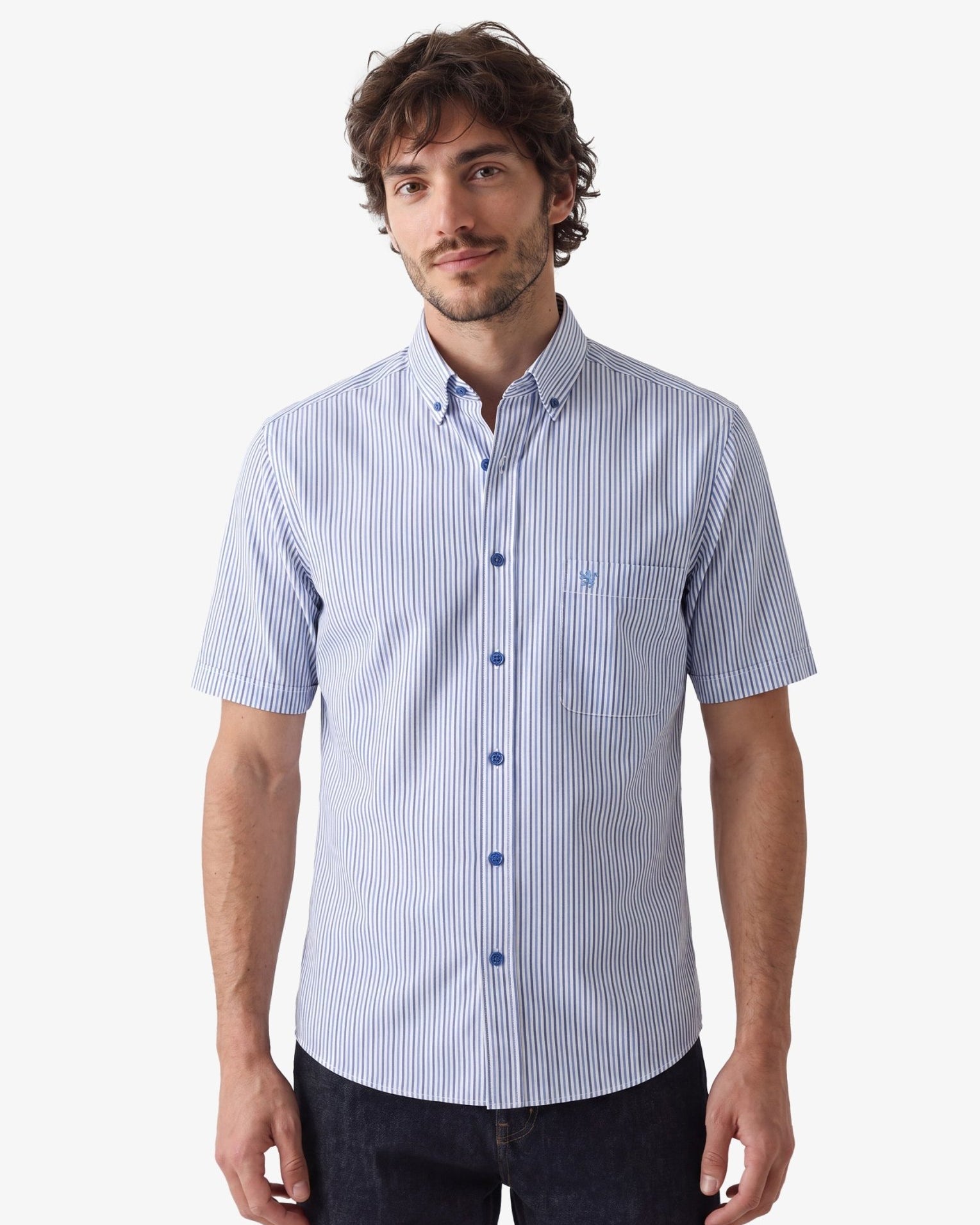 Manchester Camisa Casual Button Down Rayas - Manga Corta - Manchester