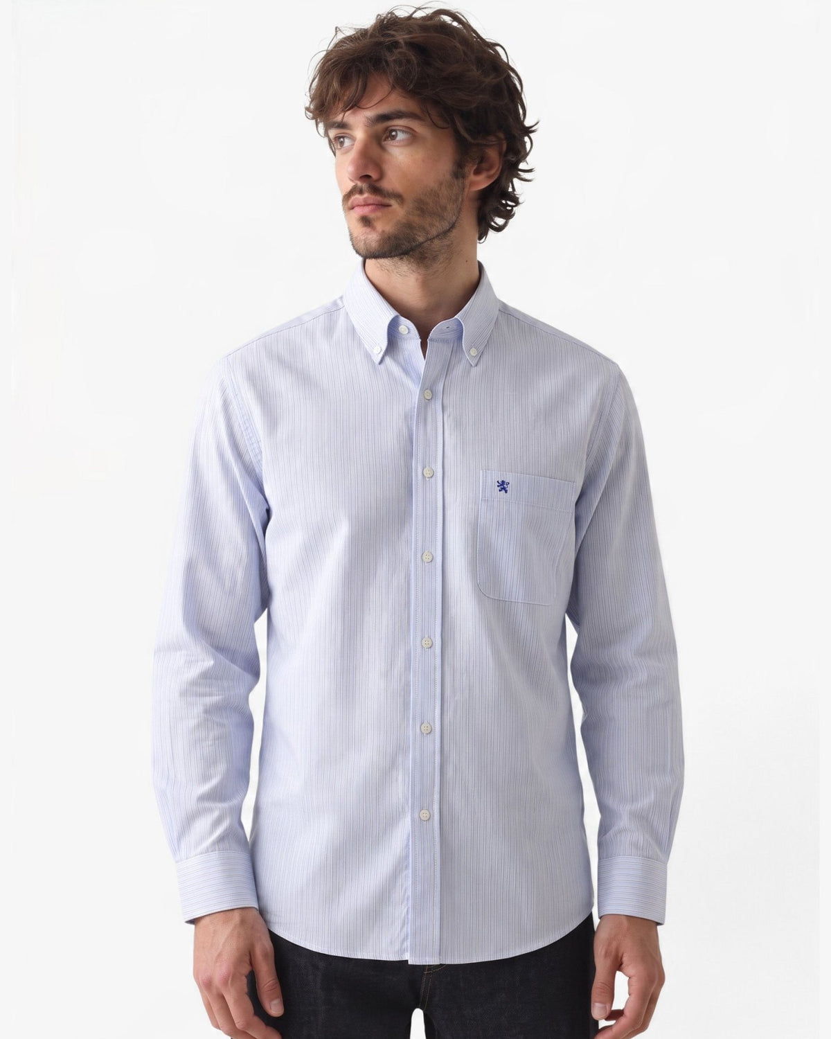 Manchester Camisa Casual Button Down Rayas Manga Larga - Manchester