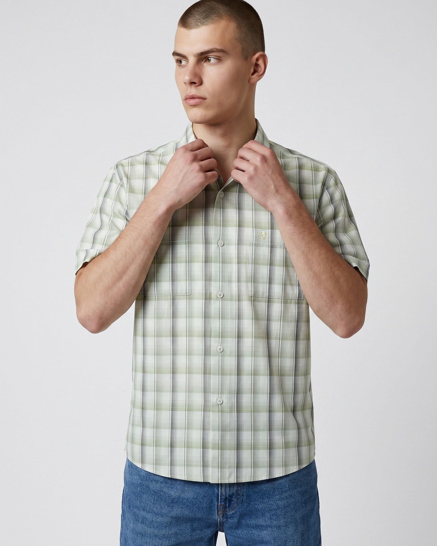 Manchester Camisa Casual Cuadrado Algodón-Poliéster Manga Corta - Manchester