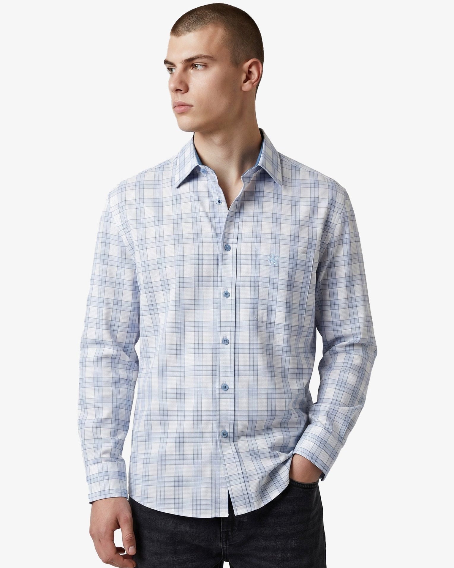 Manchester Camisa Casual Cuadrado Algodón-Poliéster Manga Larga - Manchester