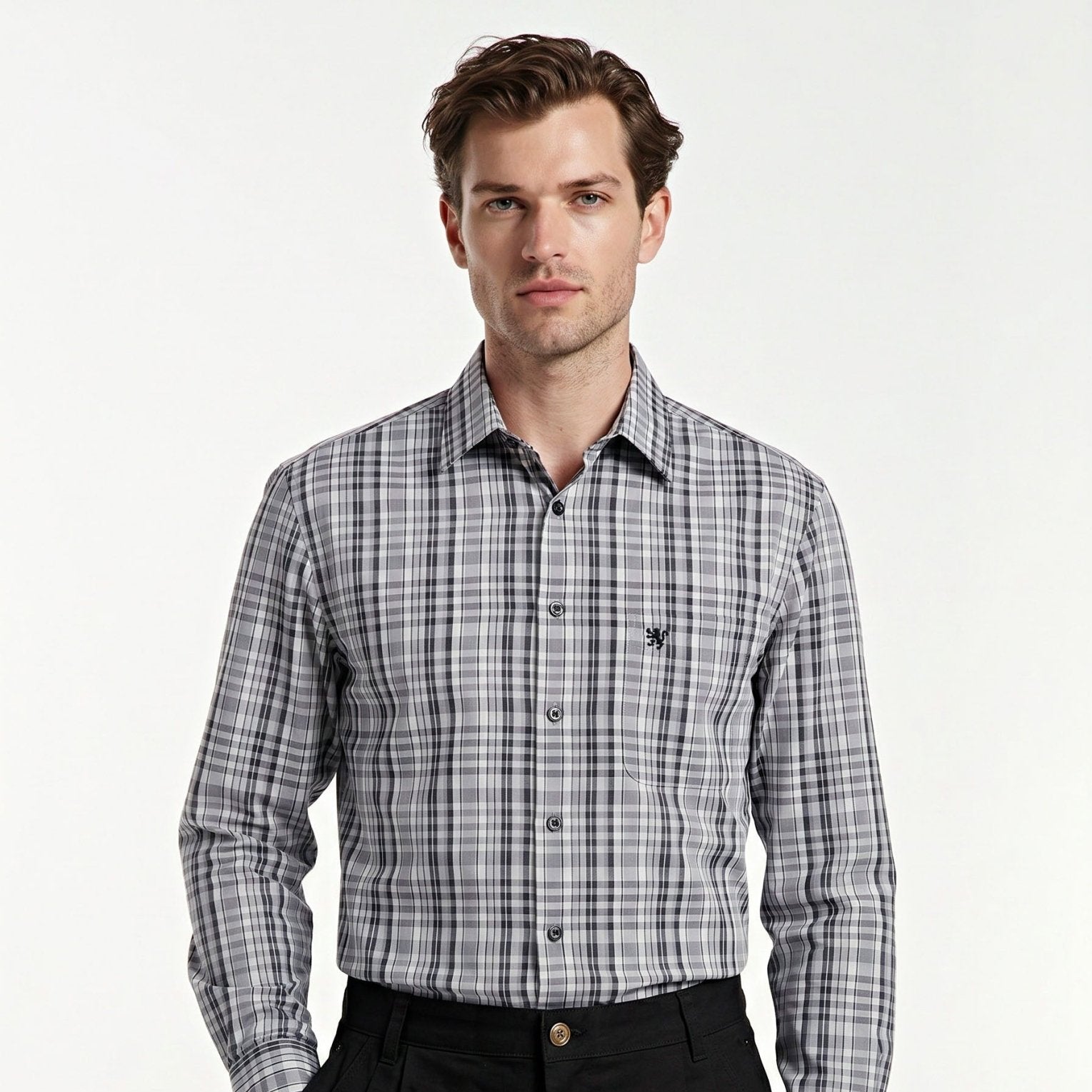 Manchester Camisa Casual Cuadrado Algodón-Poliéster Manga Larga - Manchester