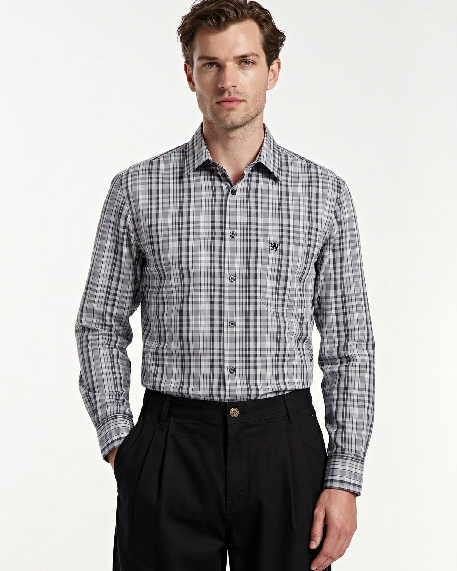Manchester Camisa Casual Cuadrado Algodón-Poliéster Manga Larga - Manchester