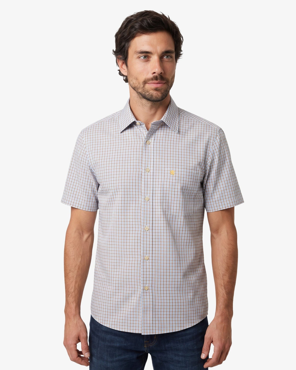 Manchester Camisa Casual Cuadro Tattersall Un Bolsillo - Manchester