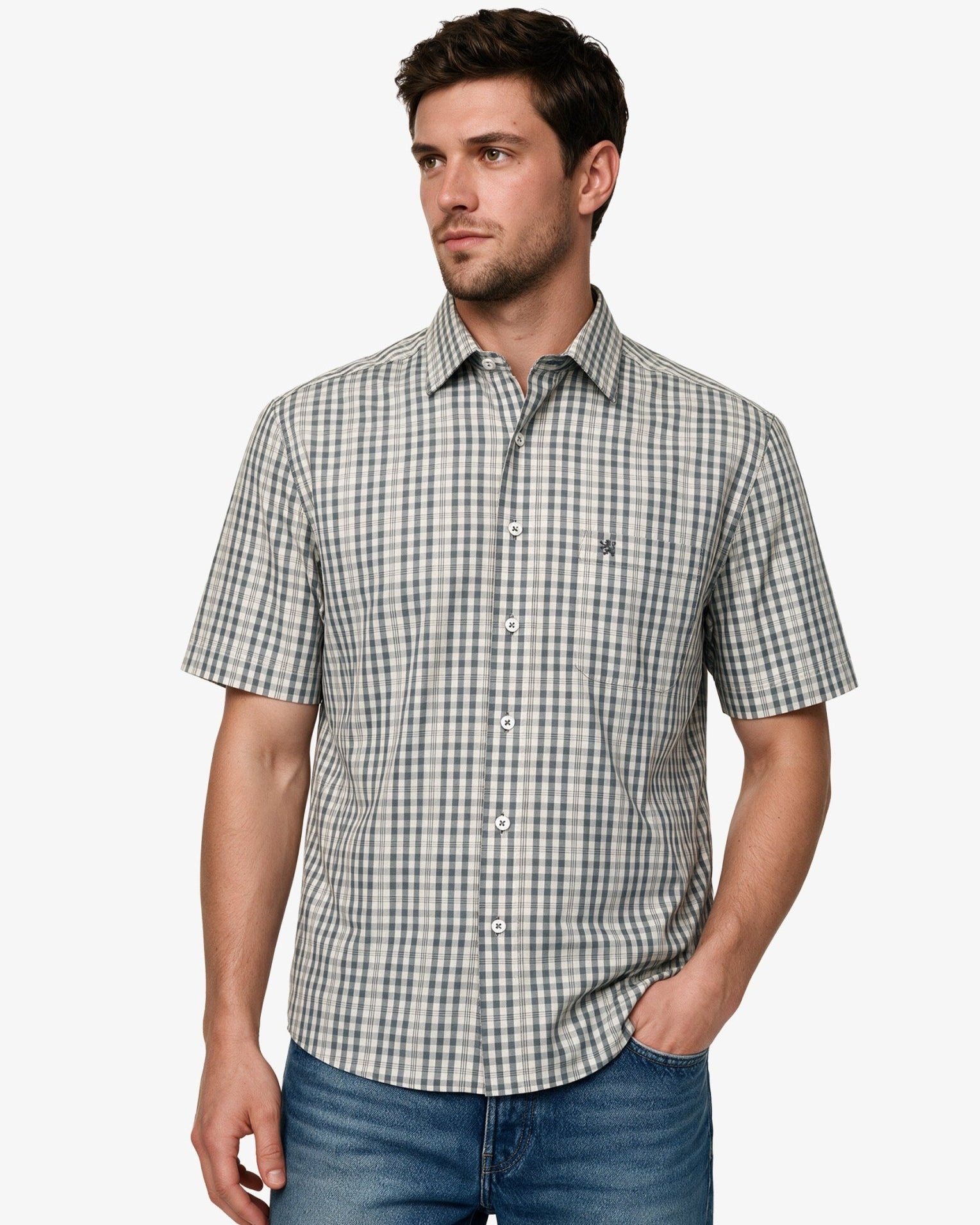 Manchester Camisa Casual Cuadros Algodón-Poliéster Manga Corta - Manchester