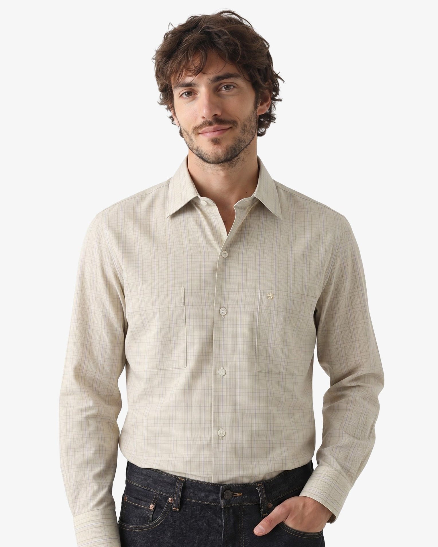 Manchester Camisa Casual Cuadros Dos Bolsillos Estilo Clásico - Manchester