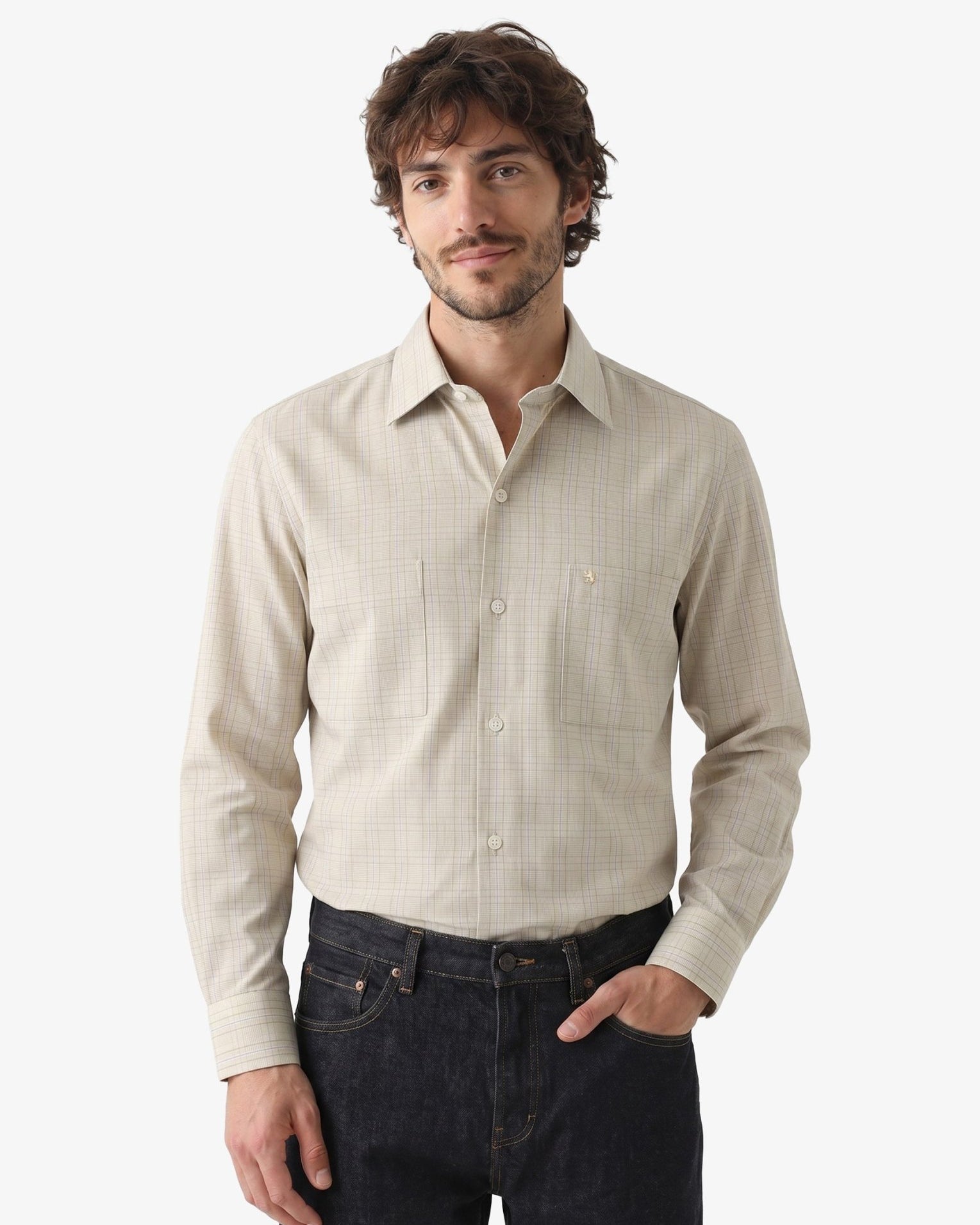 Manchester Camisa Casual Cuadros Dos Bolsillos Estilo Clásico - Manchester