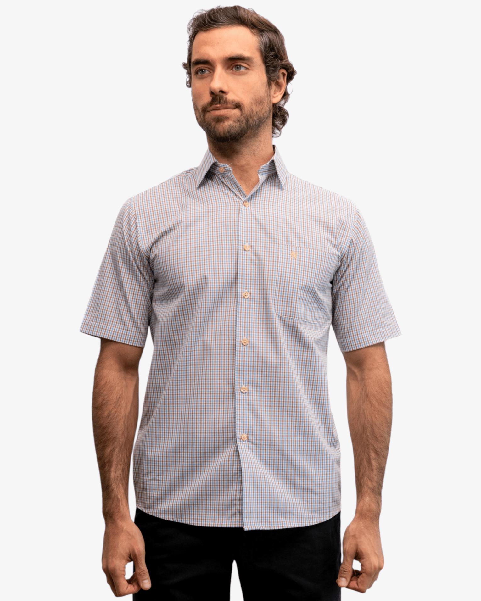 Manchester Camisa Casual Cuadros Tattersall Un Bolsillo Estilo - Manchester