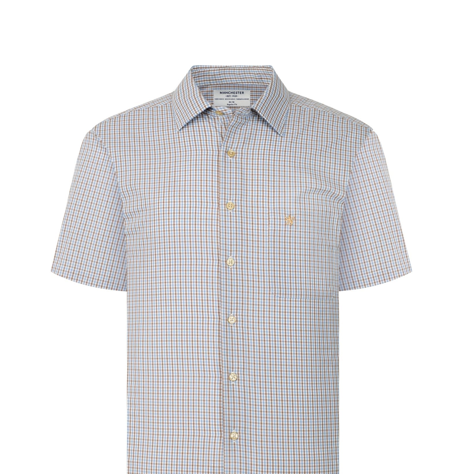 Manchester Camisa Casual Cuadros Tattersall Un Bolsillo Estilo - Manchester