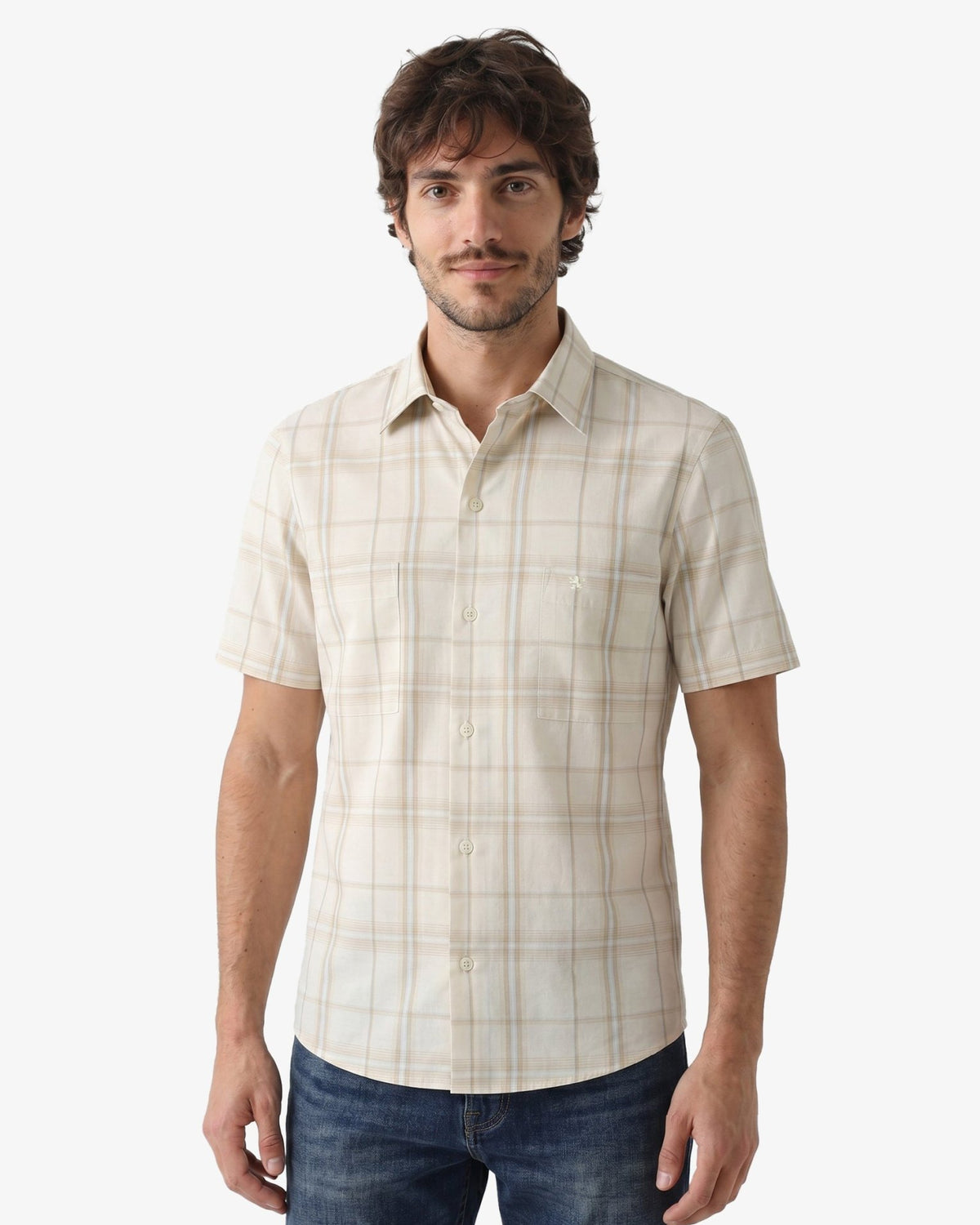 Manchester Camisa Casual Cuadros Windowpane Dos Bolsillos - Manchester