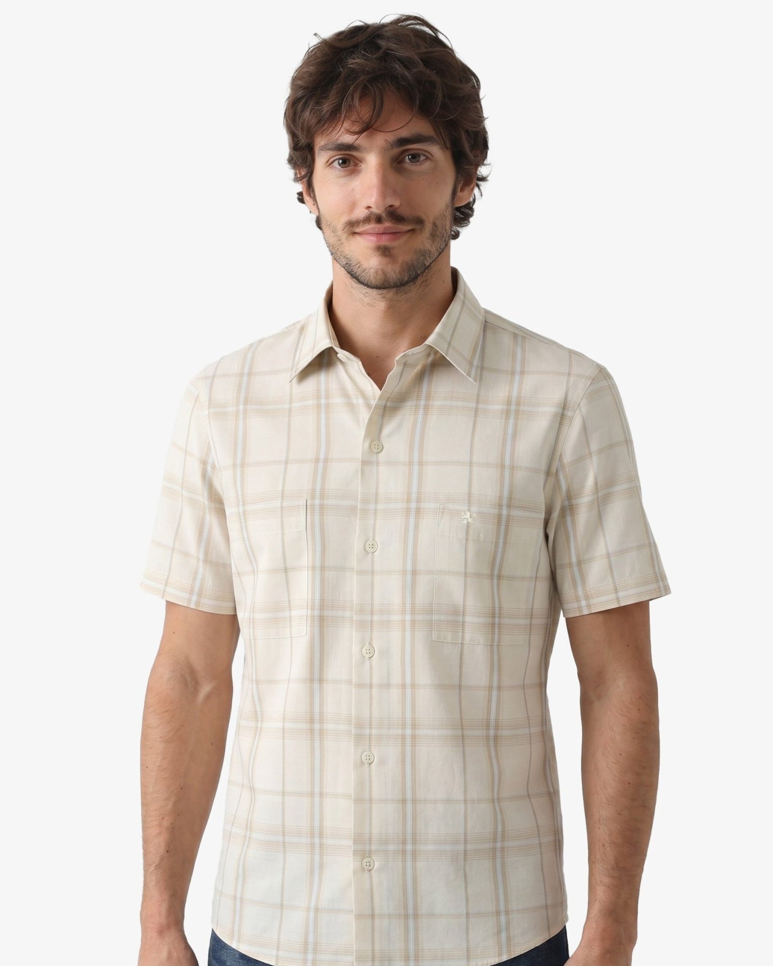 Manchester Camisa Casual Cuadros Windowpane Dos Bolsillos - Manchester