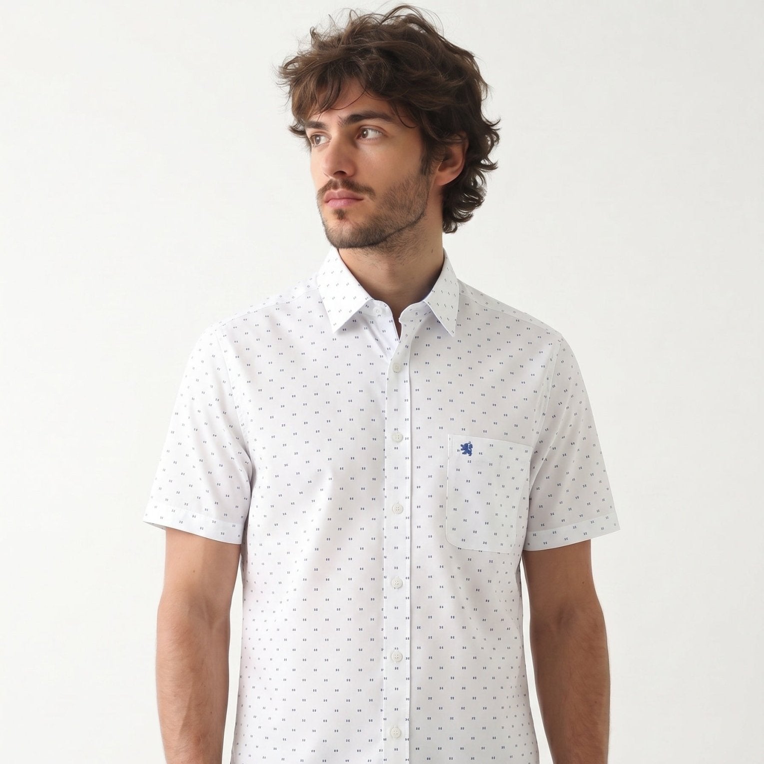 Manchester Camisa Casual de Algodón y Poliéster con Estampado de Lunares - Manchester