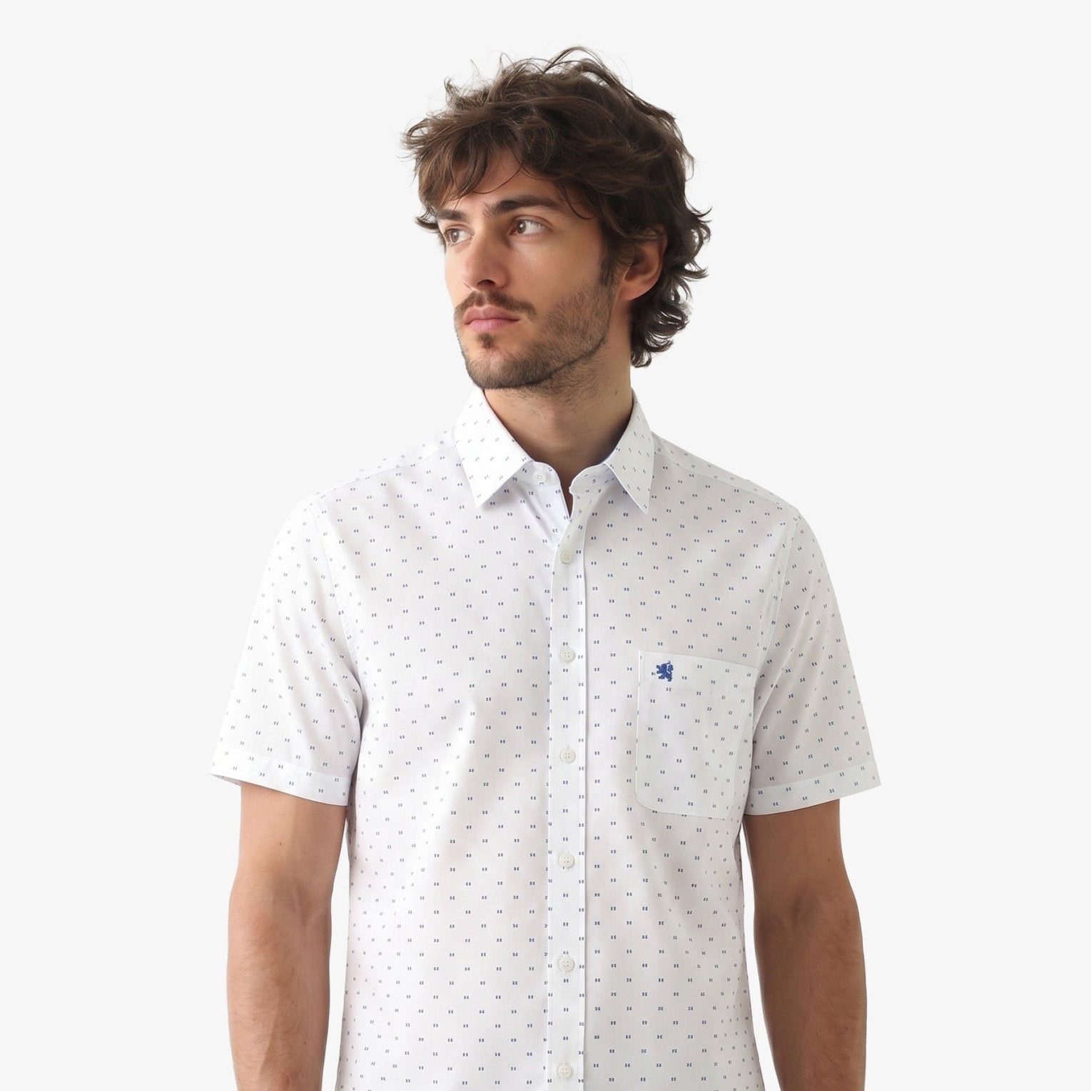 Manchester Camisa Casual de Algodón y Poliéster con Estampado de Lunares - Manchester