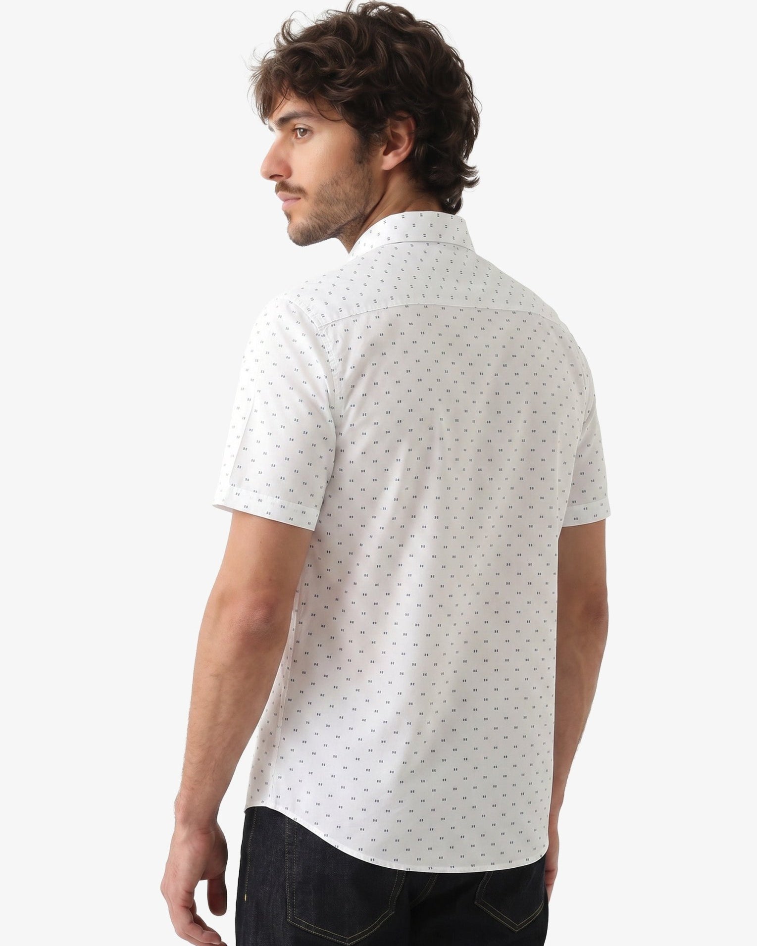 Manchester Camisa Casual de Algodón y Poliéster con Estampado de Lunares - Manchester