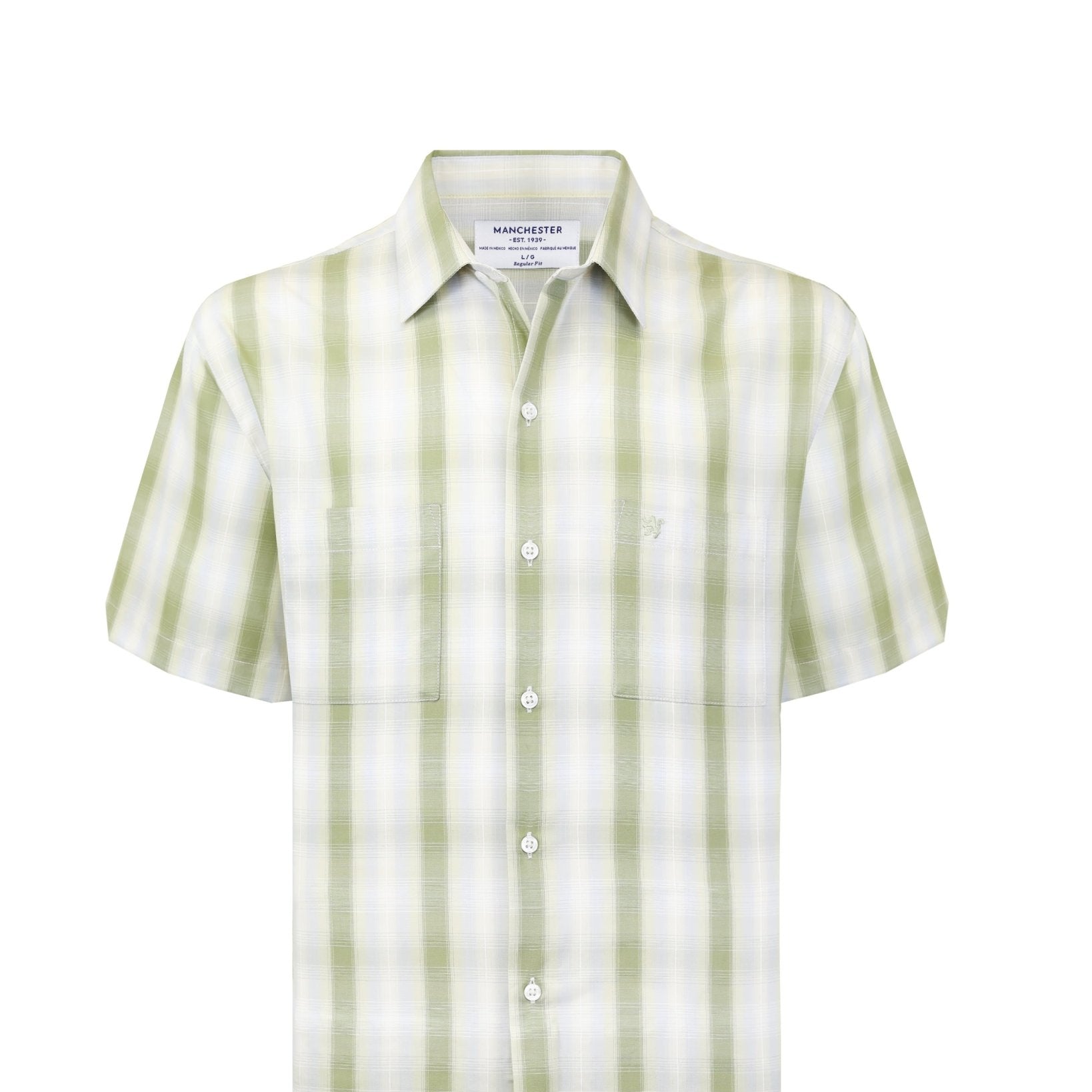 Manchester Camisa Casual Doble Bolsillo de Cuadros Difuminados - Manchester