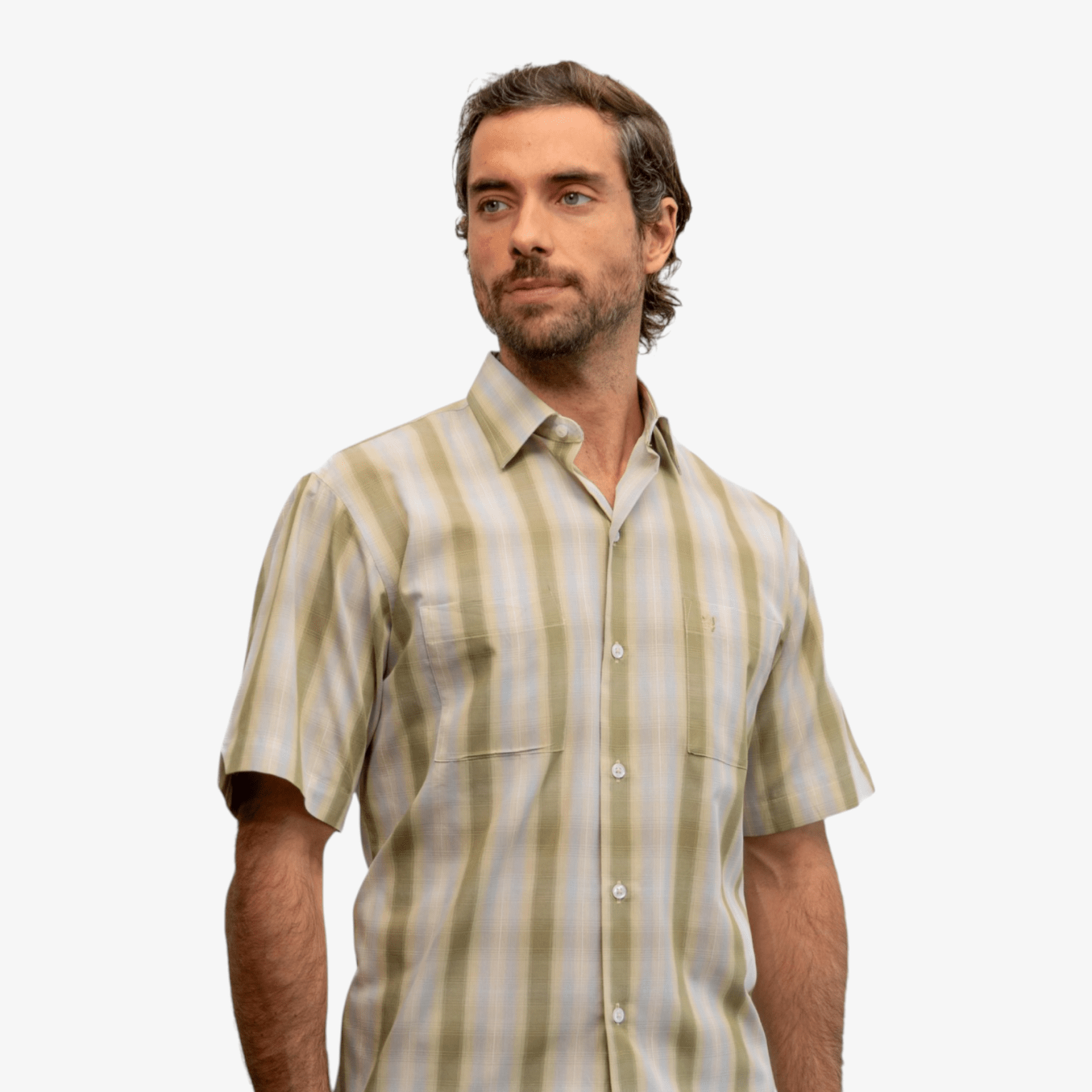 Manchester Camisa Casual Doble Bolsillo de Cuadros Difuminados - Manchester