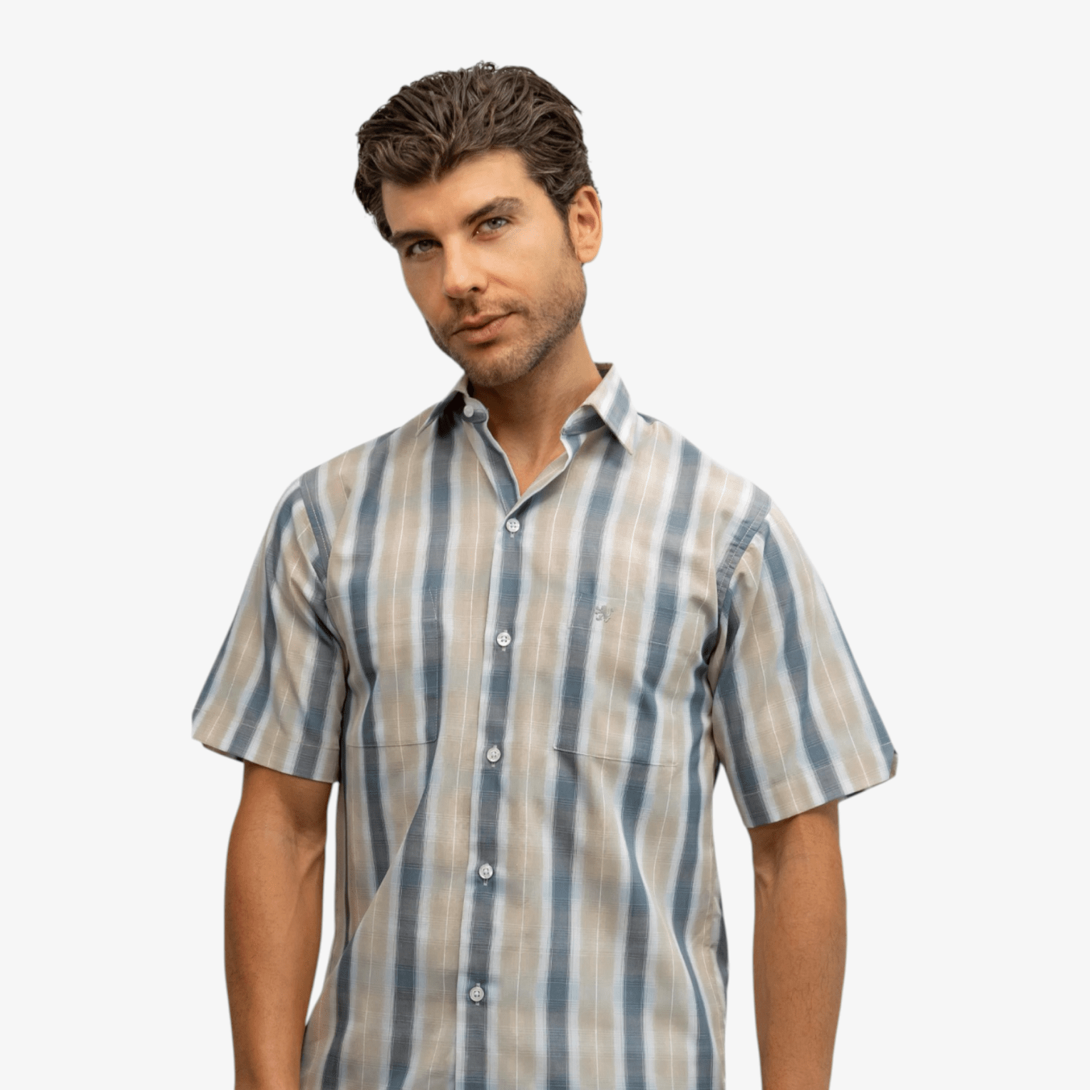 Manchester Camisa Casual Doble Bolsillo de Cuadros Difuminados - Manchester