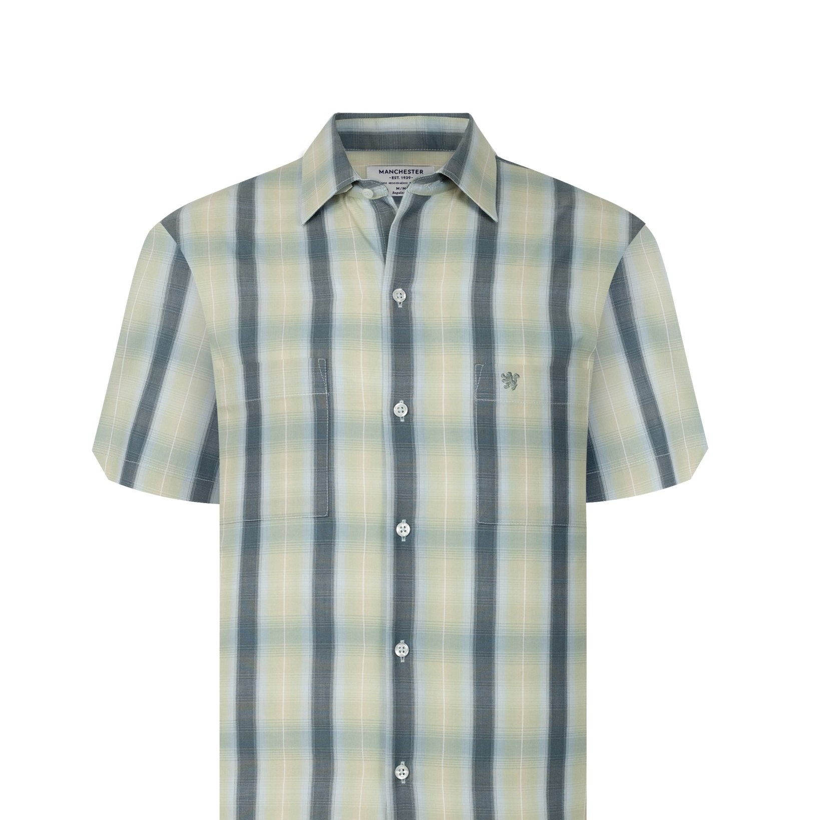 Manchester Camisa Casual Doble Bolsillo de Cuadros Difuminados - Manchester
