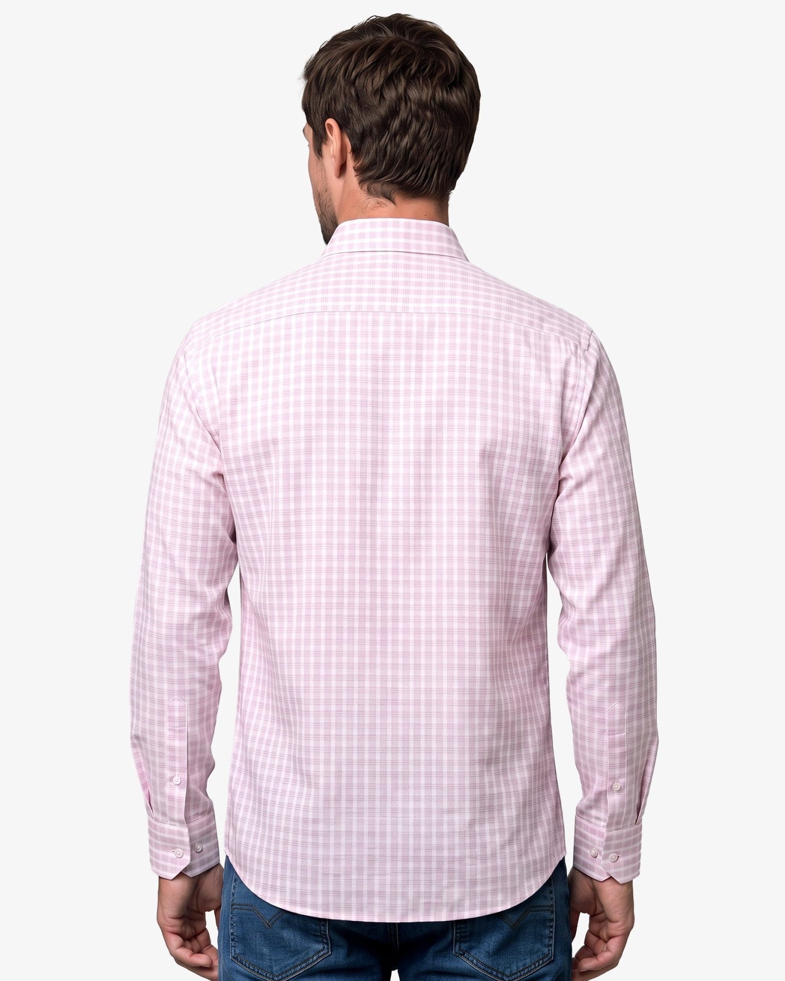 Manchester Camisa Casual Elite 100% Algodón Wrinkle Free Cuadrado Manga Larga - Manchester