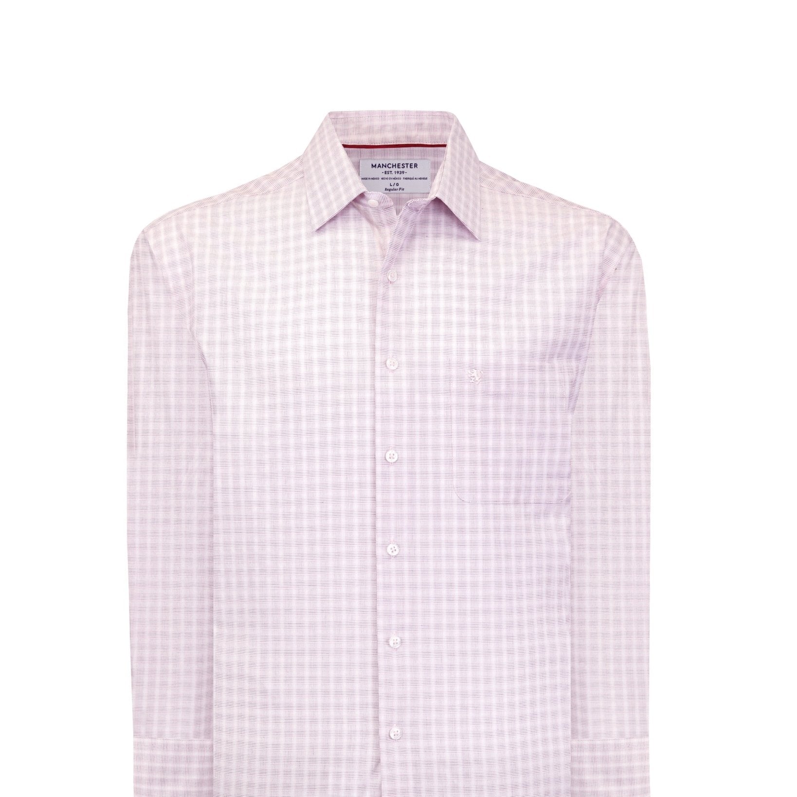 Manchester Camisa Casual Elite 100% Algodón Wrinkle Free Cuadrado Manga Larga - Manchester