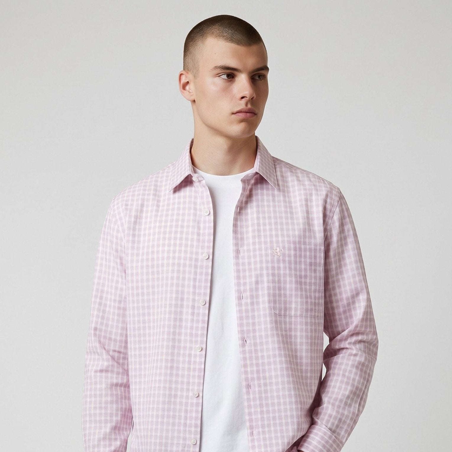 Manchester Camisa Casual Elite 100% Algodón Wrinkle Free Cuadrado Manga Larga - Manchester